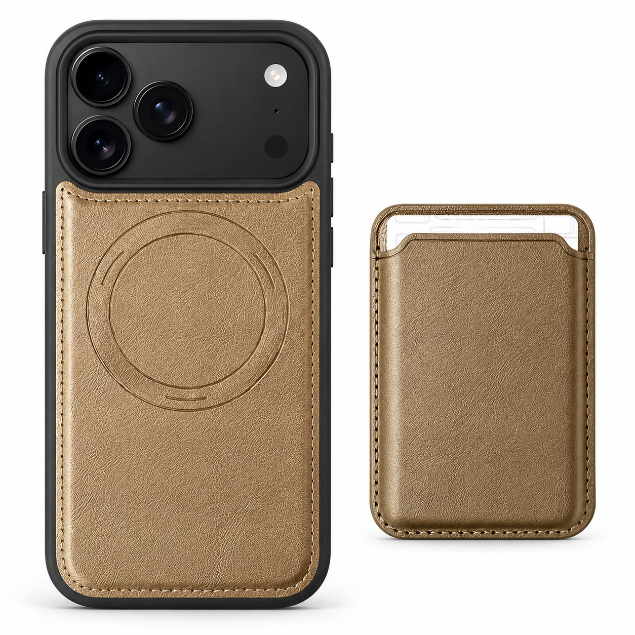 Premium iPhone Case Magnetic 2-in-1 Leather Card Holder Cover Dual Layer Shockproof Wireless Charging Anti Fingerprint Non Slip Slim Protective Design