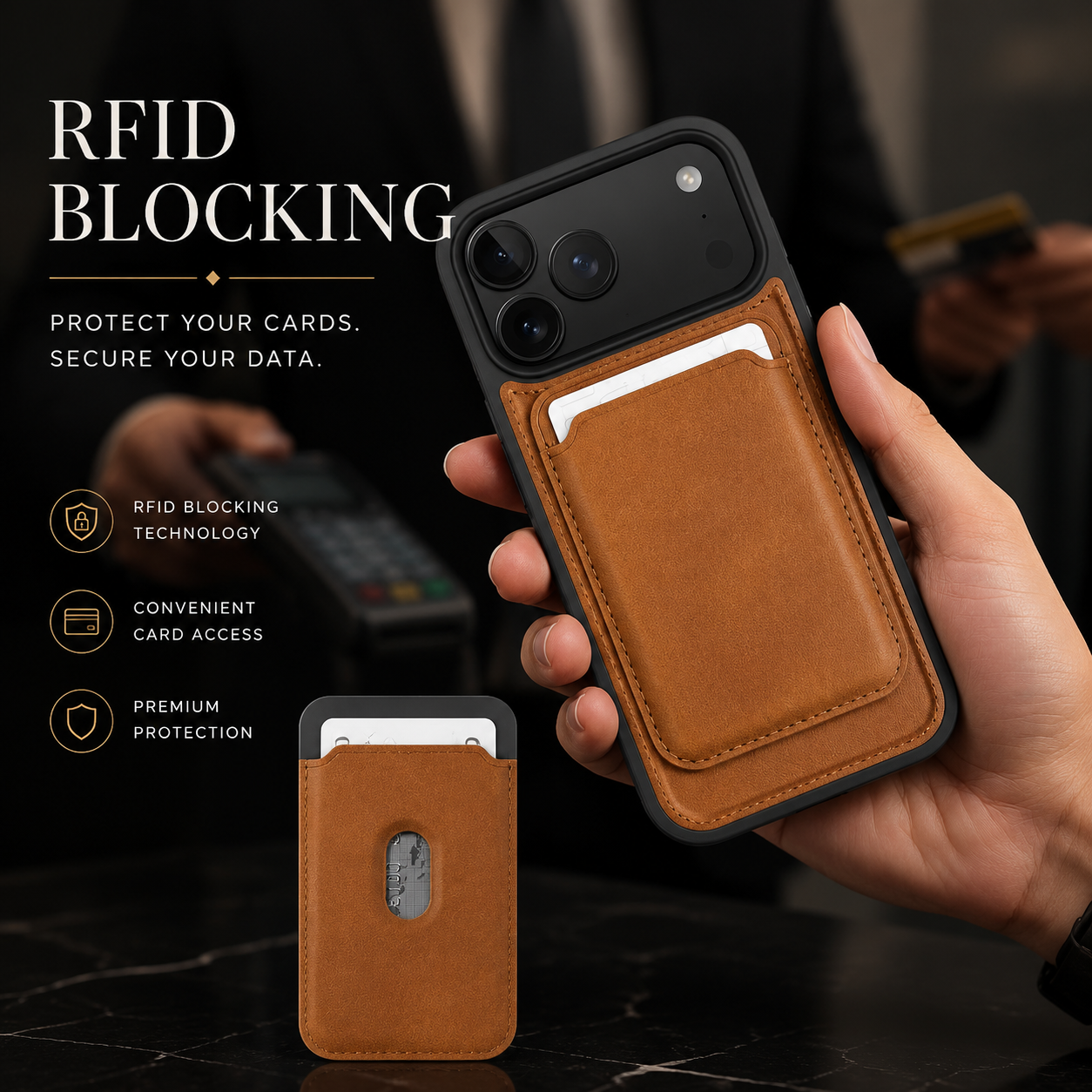 Premium iPhone Case Magnetic 2-in-1 Leather Card Holder Cover Dual Layer Shockproof Wireless Charging Anti Fingerprint Non Slip Slim Protective Design