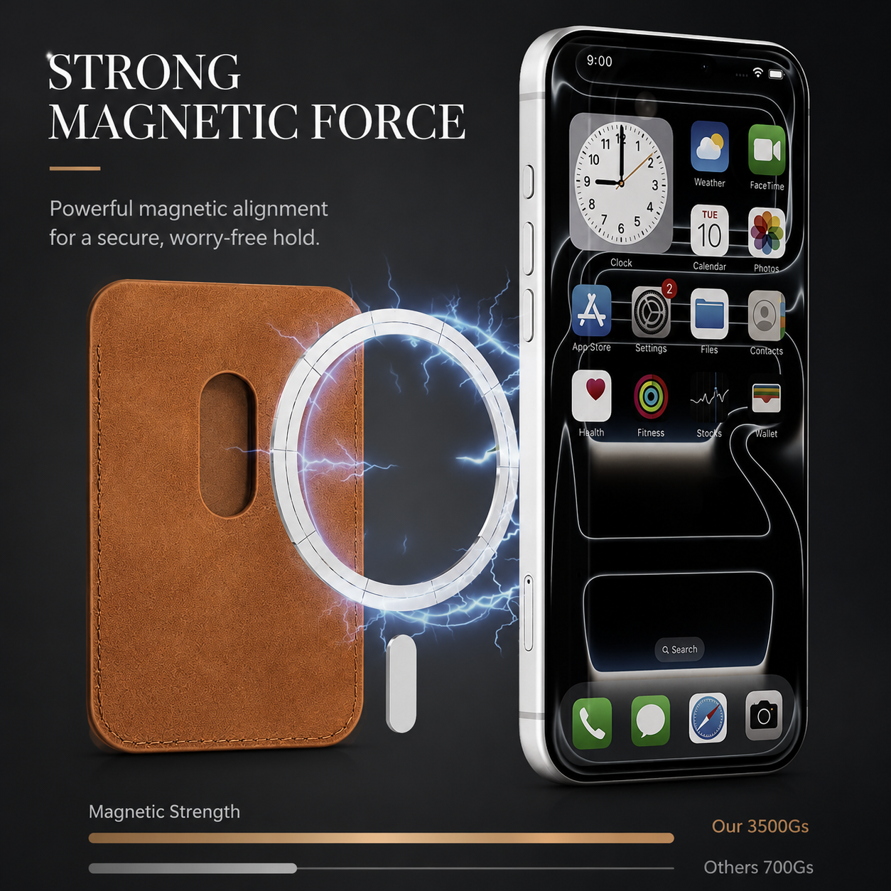 Premium iPhone Case Magnetic 2-in-1 Leather Card Holder Cover Dual Layer Shockproof Wireless Charging Anti Fingerprint Non Slip Slim Protective Design