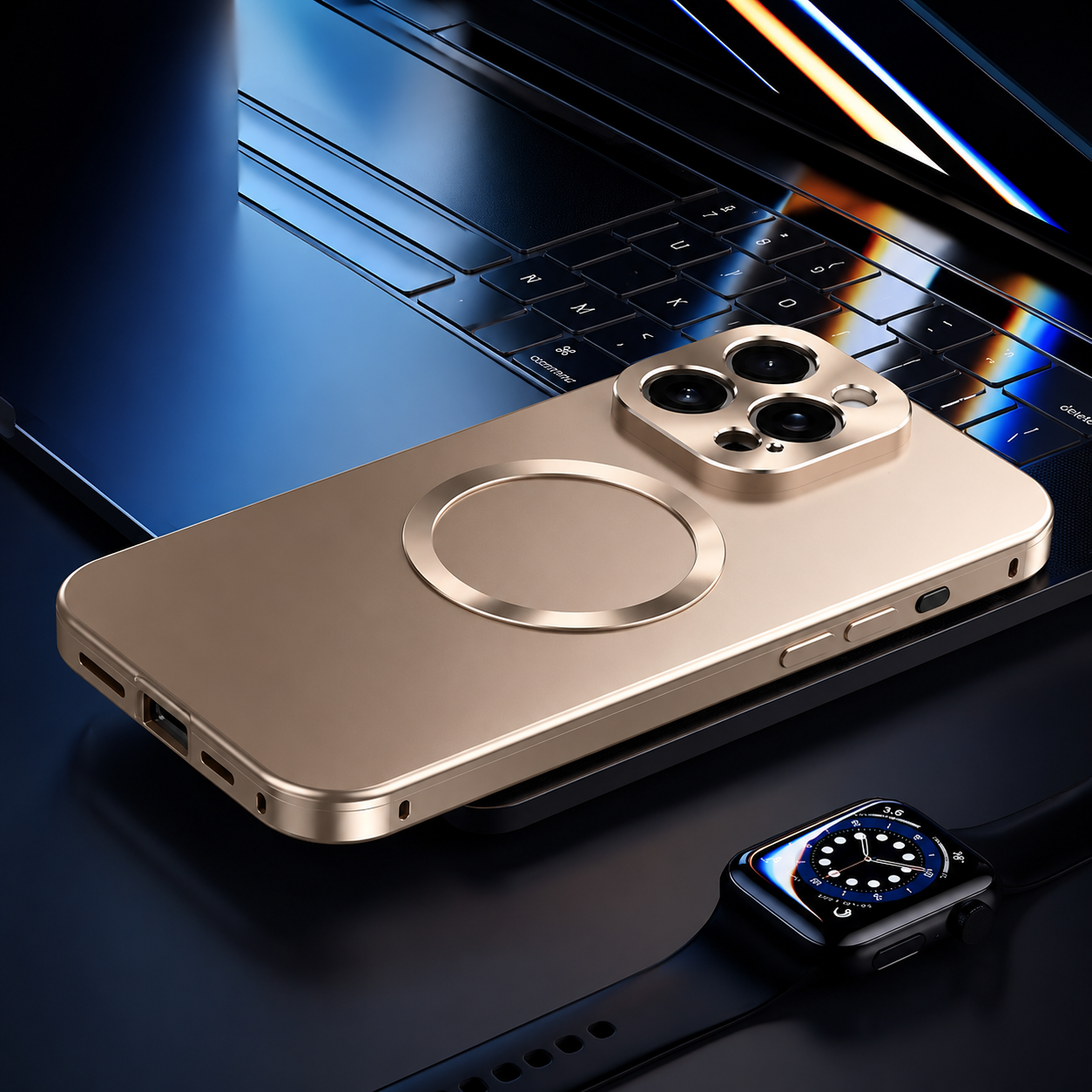 Premium iPhone Case Magnetic Aluminum Bumper Frosted PC Back Ultra Thin Cover Shockproof Protective Matte Anti Scratch Slim Full Coverage Design