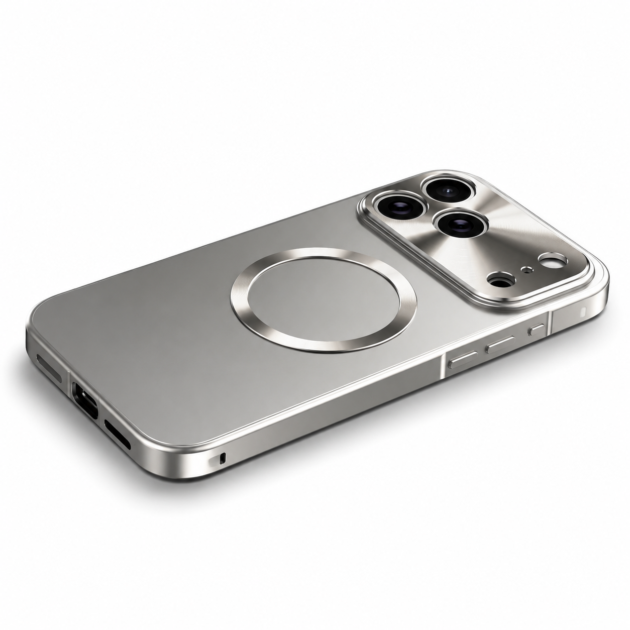 Premium iPhone Case Magnetic Aluminum Frame Frosted PC Back Ultra Thin Cover Shockproof Protective Matte Anti Scratch Magnetic Alignment Slim Design