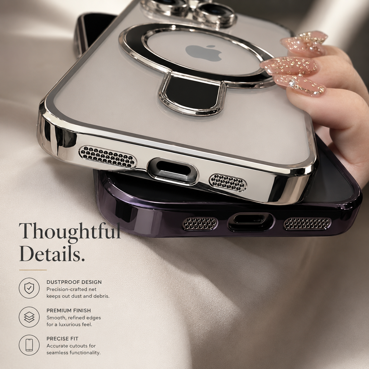 **Premium iPhone Case Magnetic Clear Acrylic Cover MagSafe Compatible Shockproof Camera Lens Protection Slim Stand Anti Fingerprint Protective Design**