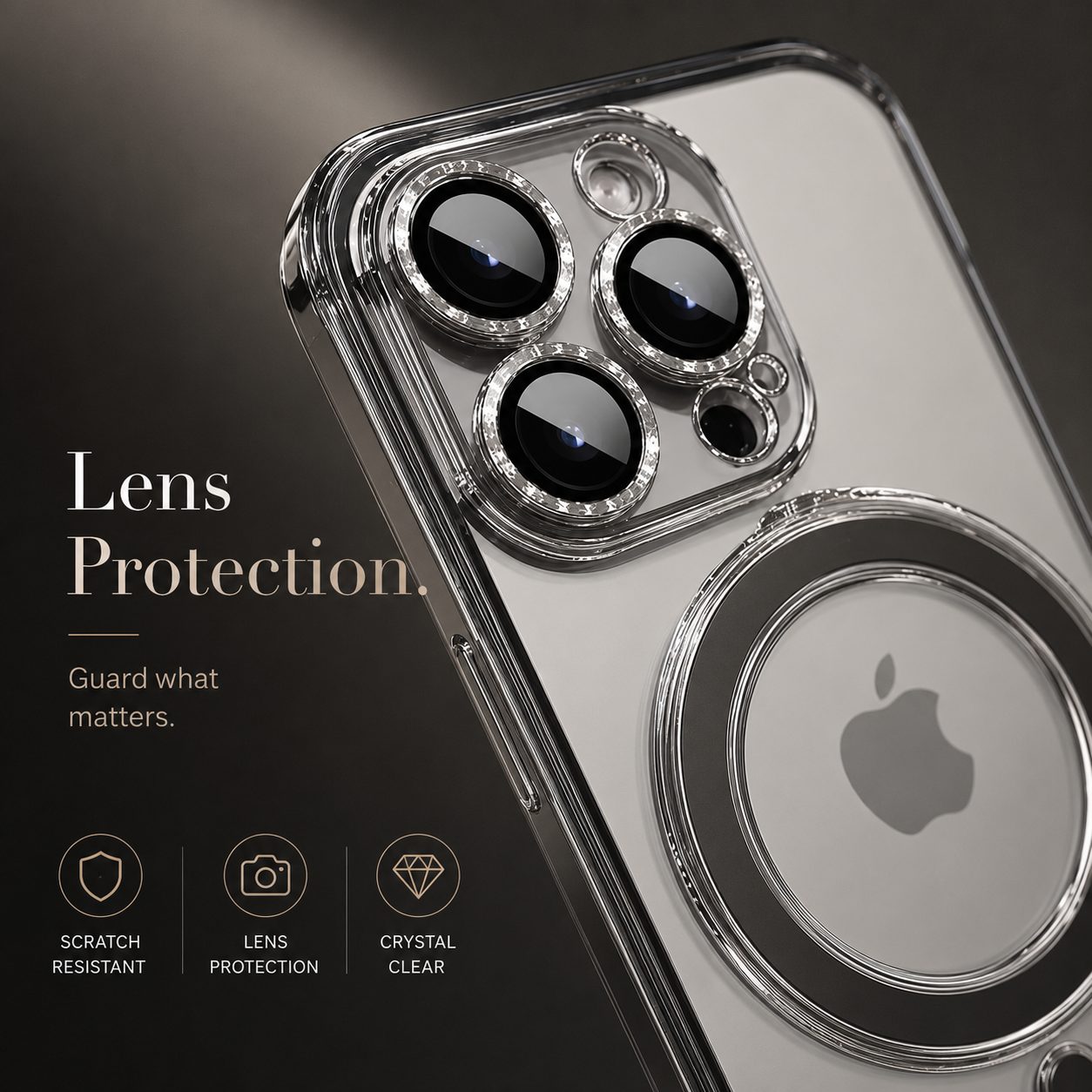 **Premium iPhone Case Magnetic Clear Acrylic Cover MagSafe Compatible Shockproof Camera Lens Protection Slim Stand Anti Fingerprint Protective Design**