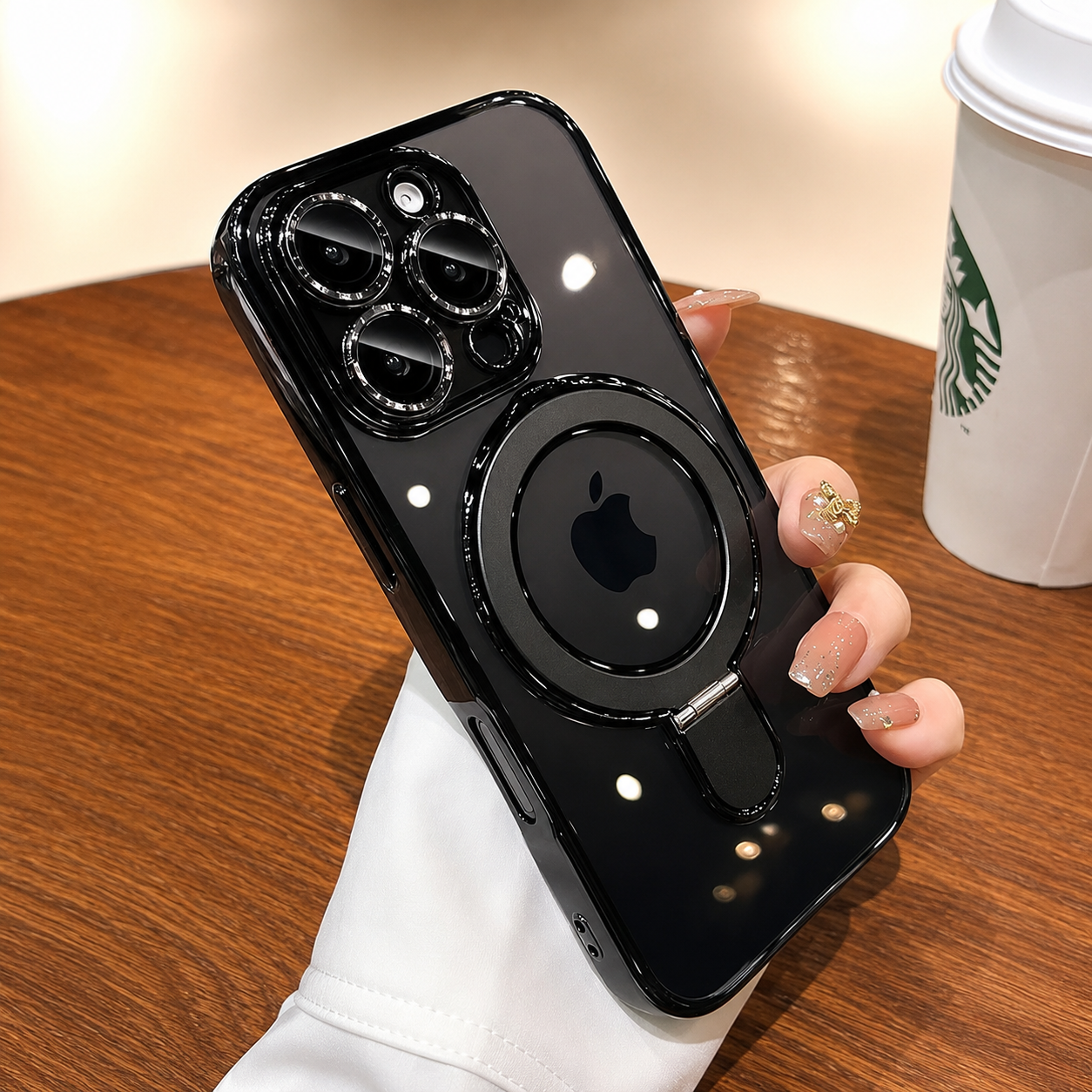 **Premium iPhone Case Magnetic Clear Acrylic Cover MagSafe Compatible Shockproof Camera Lens Protection Slim Stand Anti Fingerprint Protective Design**