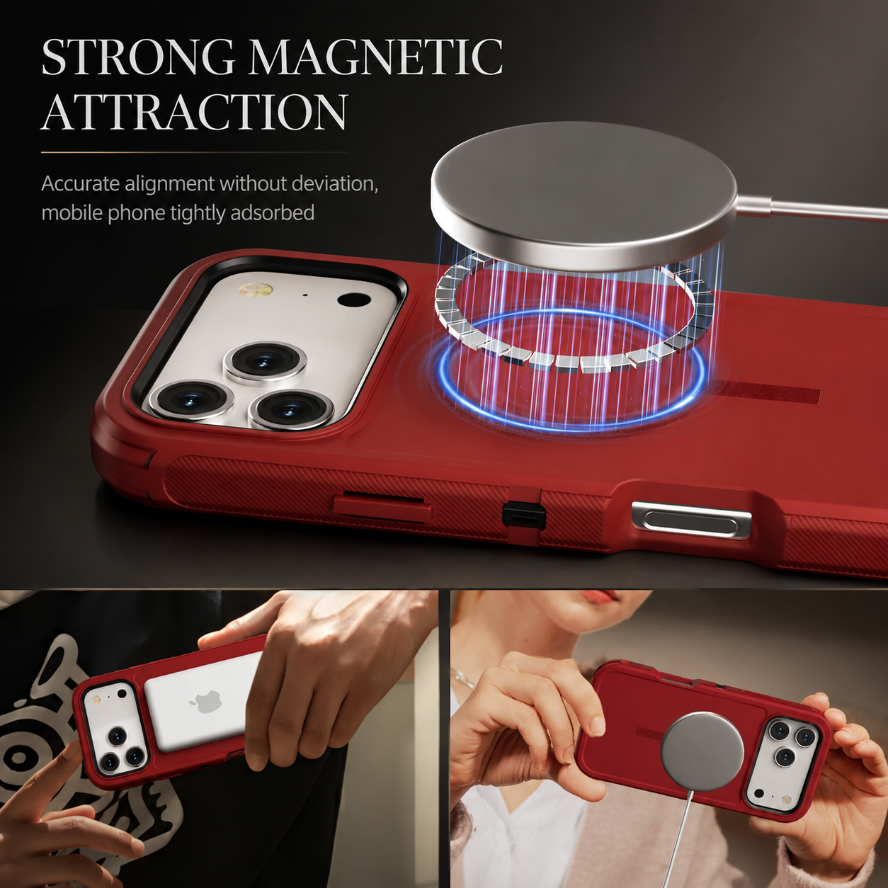 Premium iPhone Case Magnetic Defender Box Cover Shockproof Armor TPU PC Belt Clip Holder Full Port Protection Camera Protection Rugged Design
