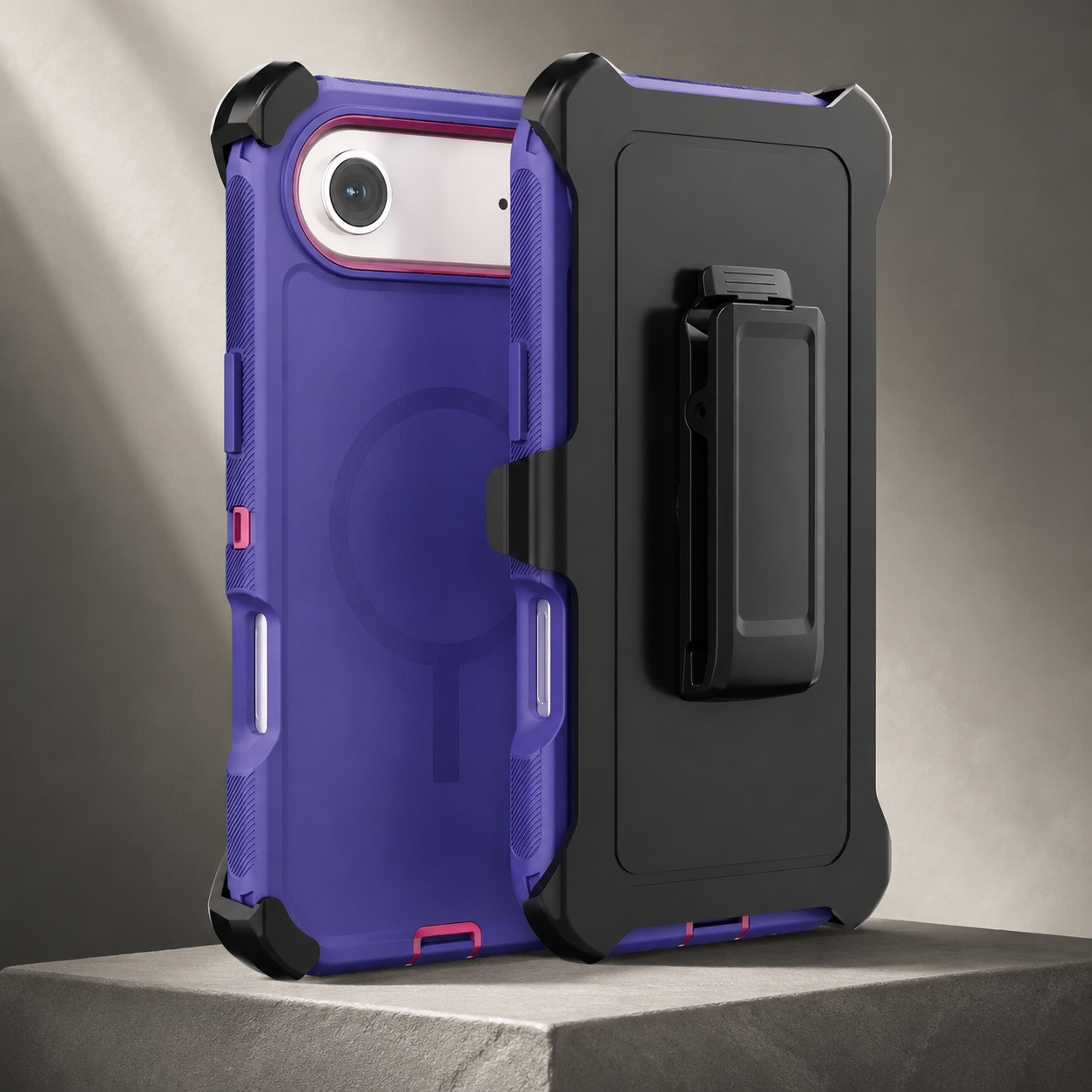 Premium iPhone Case Magnetic Defender Box Cover Shockproof Armor TPU PC Belt Clip Holder Full Port Protection Camera Protection Rugged Design