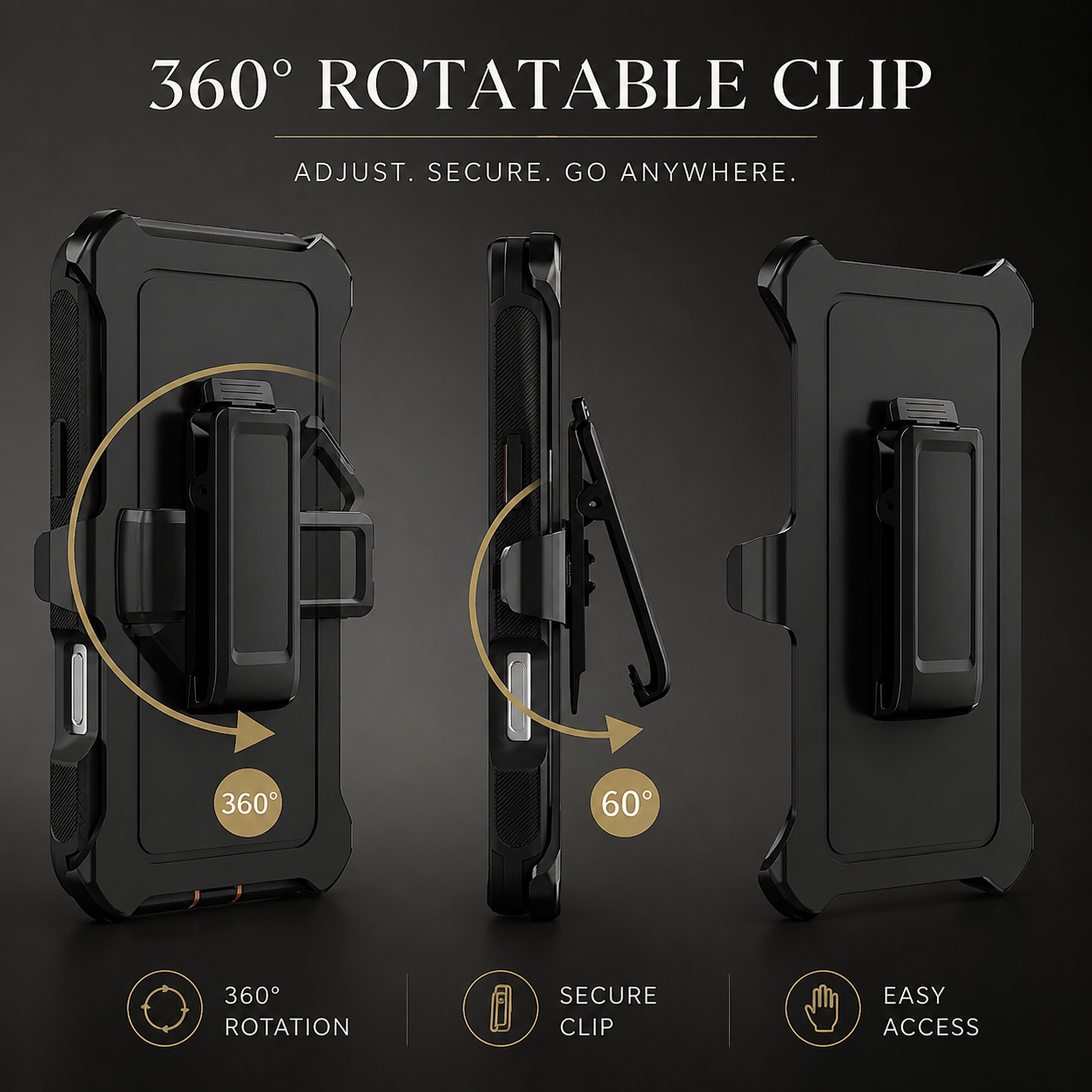 Premium iPhone Case Magnetic Defender Box Cover Shockproof Armor TPU PC Belt Clip Holder Full Port Protection Camera Protection Rugged Design