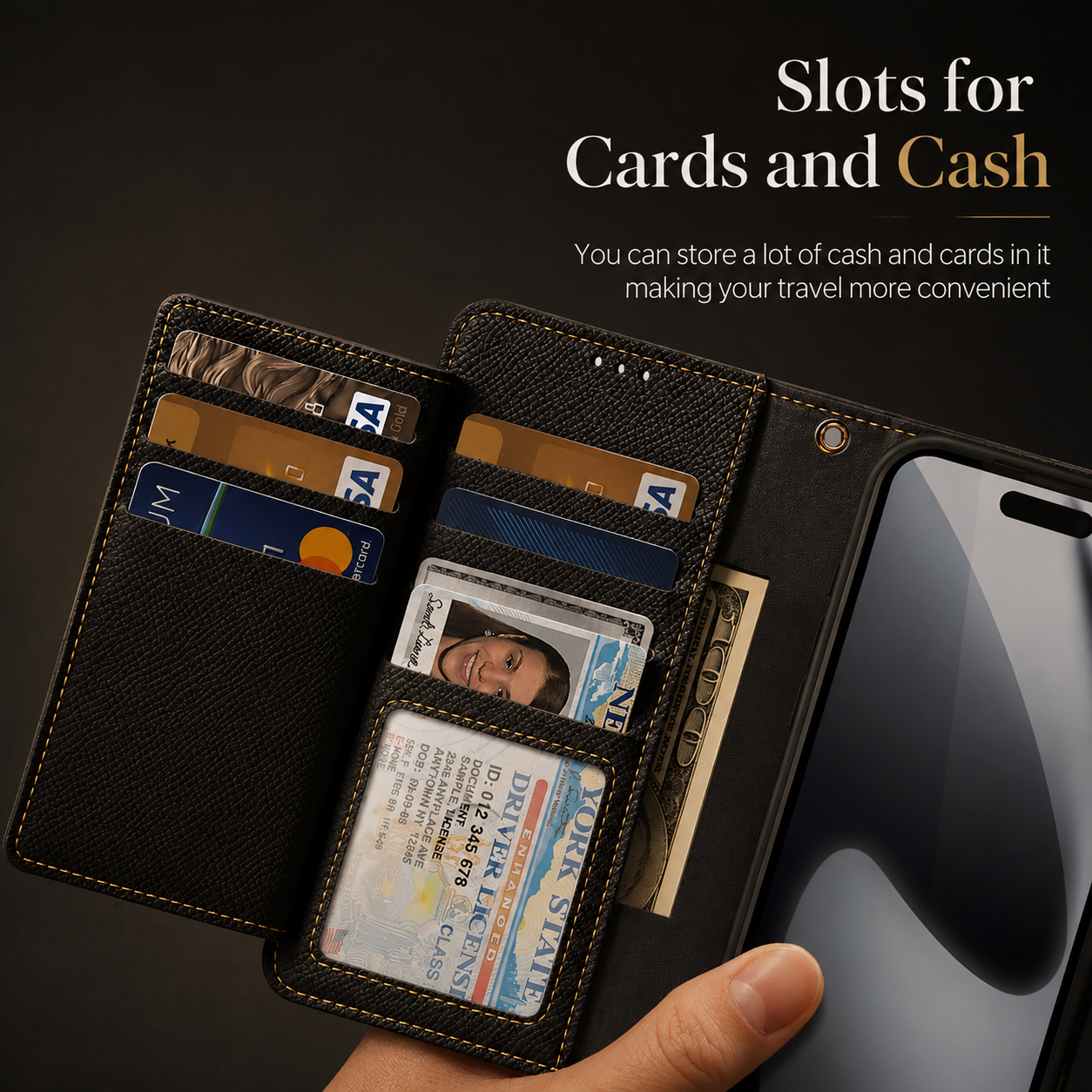 Premium iPhone Case Magnetic Detachable Wallet Cover Cow Leather Card Holder Shockproof Wireless Charging Support Anti Scratch Slim Protective Design
