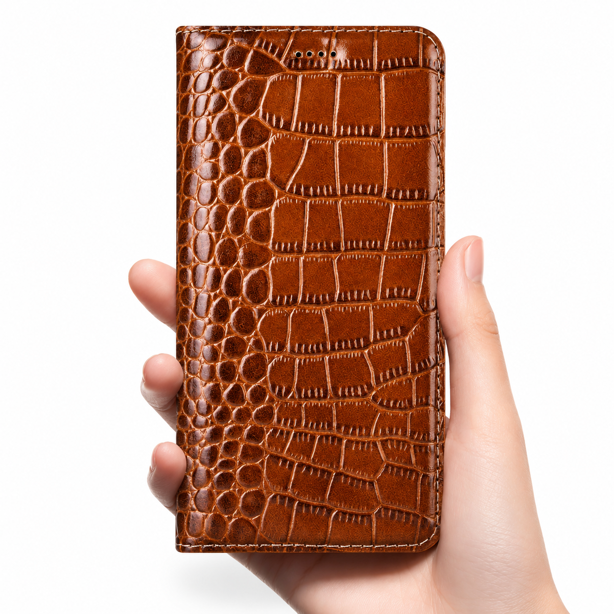 Premium iPhone Case Magnetic Flip Wallet Genuine Leather Cover Kickstand Shockproof Anti Scratch TPU Bumper Full Coverage Slim Protective Design