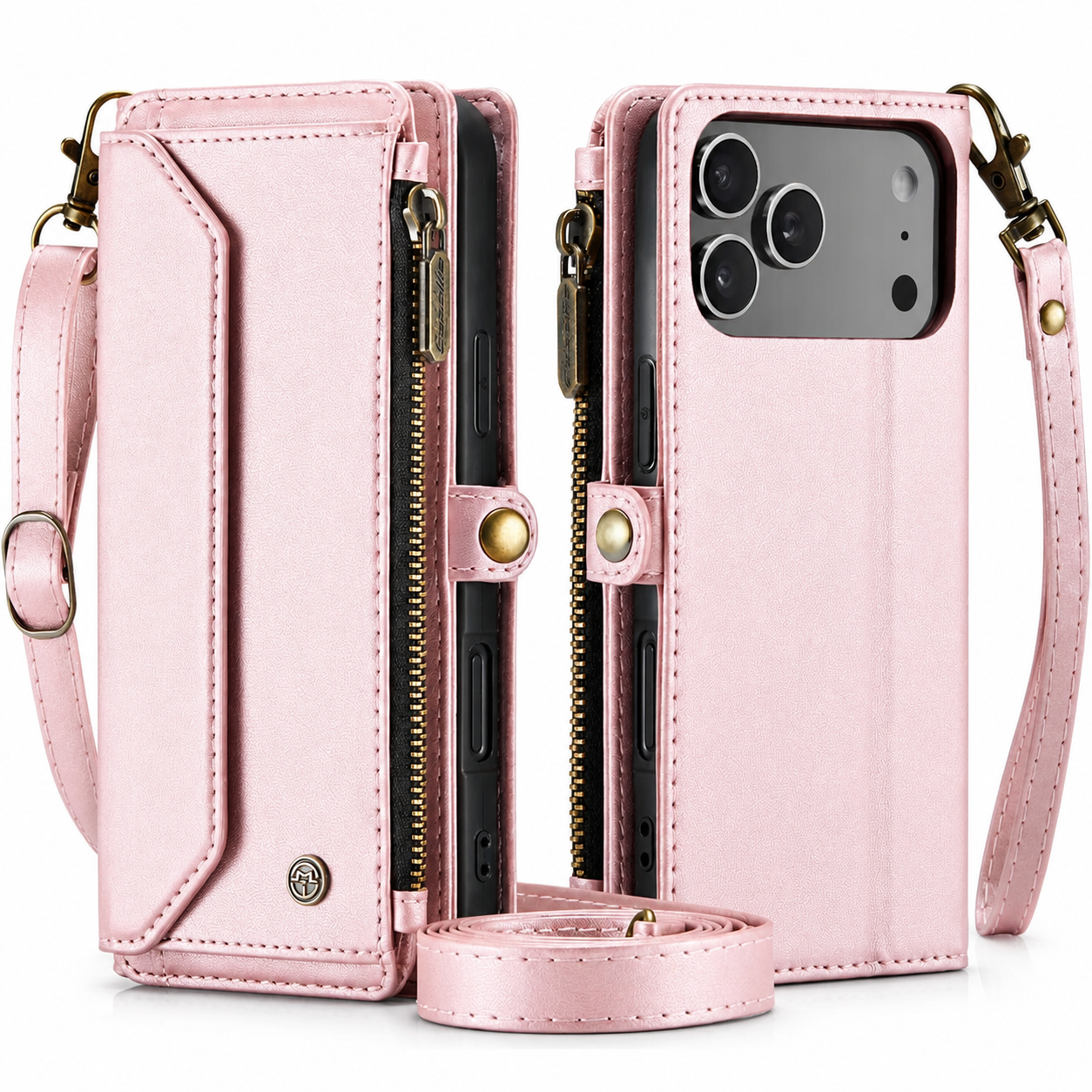 Premium iPhone Case Magnetic Flip Wallet PU Leather Cover RFID Blocking Card Holder Crossbody Strap Shockproof Full Coverage Slim Protective Design