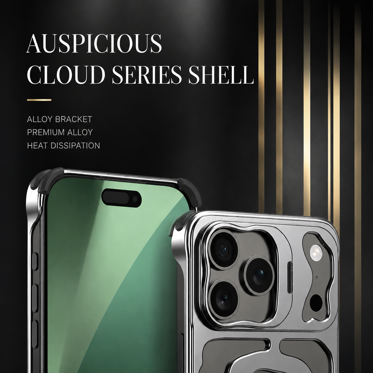 Premium iPhone Case Magnetic Hollow Metal Cover Built In Stand Breathable Heat Dissipation Slim Protective Shockproof Camera Protection Full Coverage