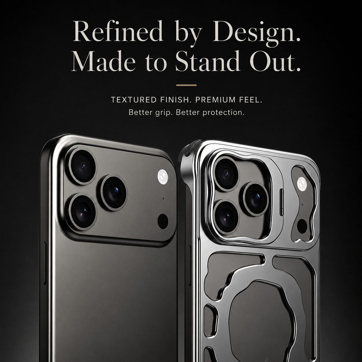 Premium iPhone Case Magnetic Hollow Metal Cover Built In Stand Breathable Heat Dissipation Slim Protective Shockproof Camera Protection Full Coverage