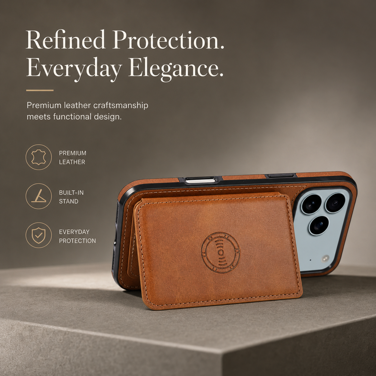 Premium iPhone Case Magnetic Leather Wallet Cover RFID Blocking Card Holder Shockproof Full Coverage Protective Cover Anti Scratch Slim Secure Design