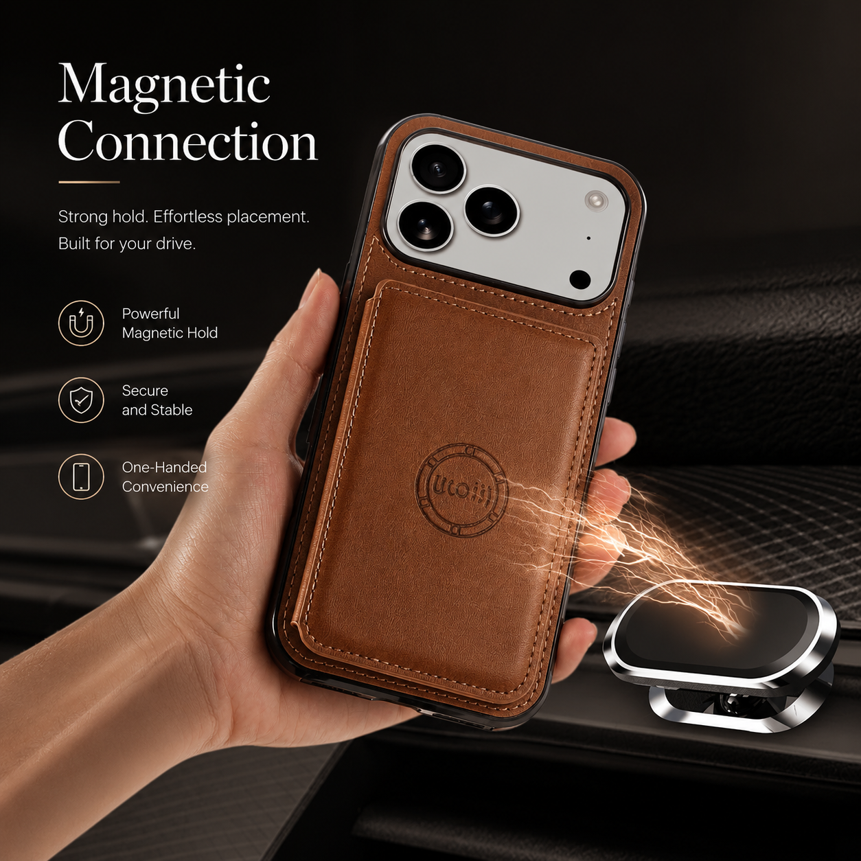 Premium iPhone Case Magnetic Leather Wallet Cover RFID Blocking Card Holder Shockproof Full Coverage Protective Cover Anti Scratch Slim Secure Design