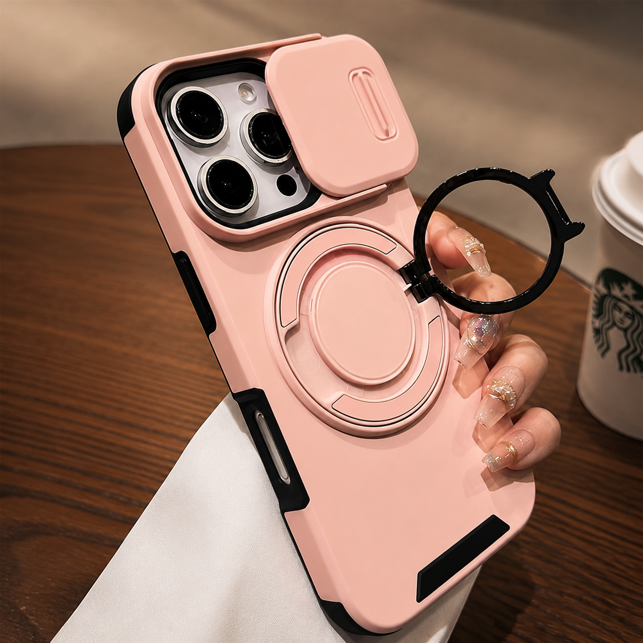 Premium iPhone Case Magnetic Rugged Armor Hard PC Cover Bracket Kickstand Shockproof Protective Anti Fingerprint Anti Scratch Full Coverage Design