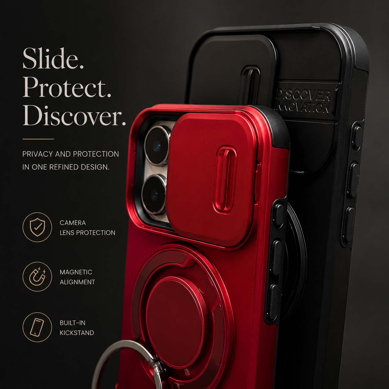 Premium iPhone Case Magnetic Rugged Armor Hard PC Cover Bracket Kickstand Shockproof Protective Anti Fingerprint Anti Scratch Full Coverage Design