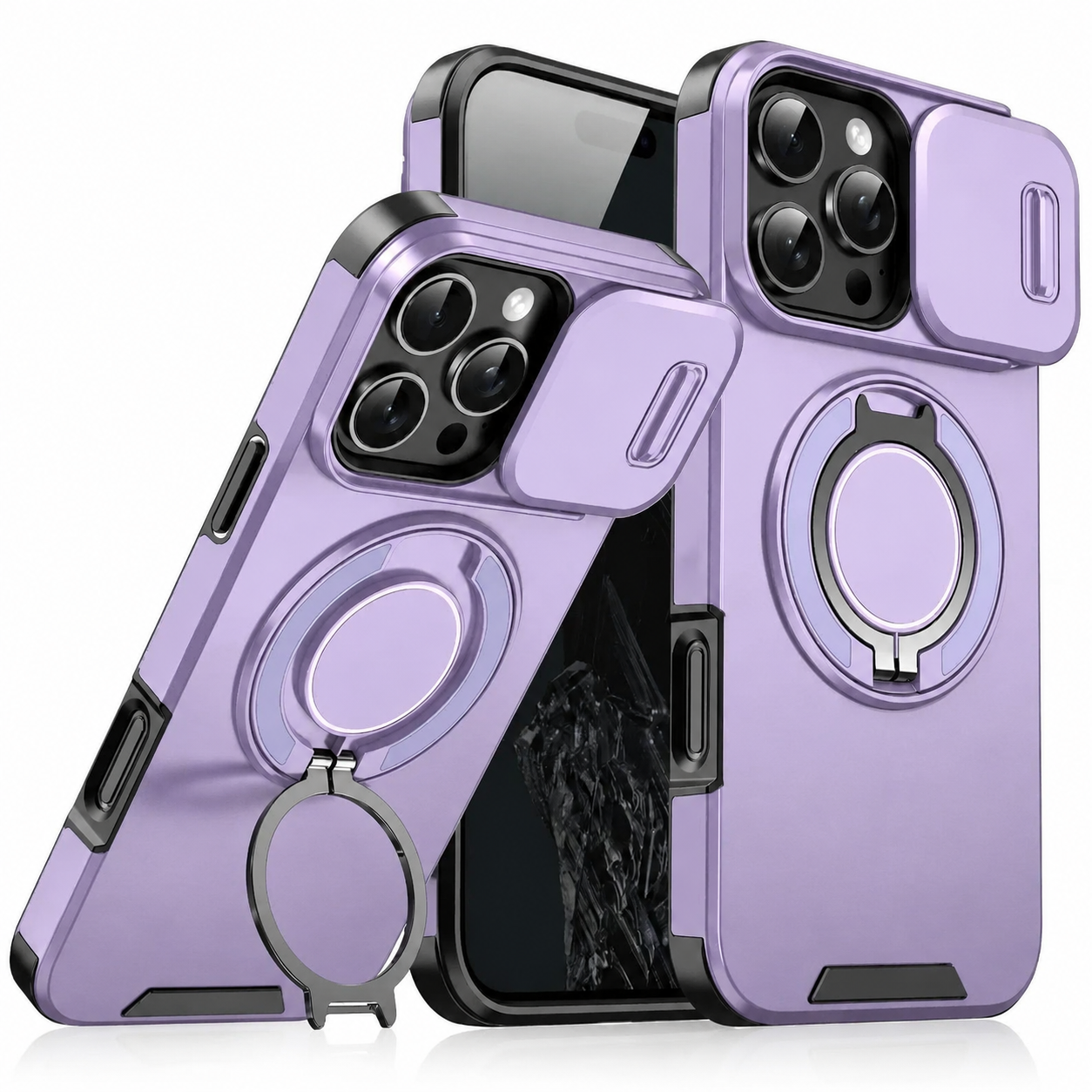 Premium iPhone Case Magnetic Rugged Armor Hard PC Cover Bracket Kickstand Shockproof Protective Anti Fingerprint Anti Scratch Full Coverage Design