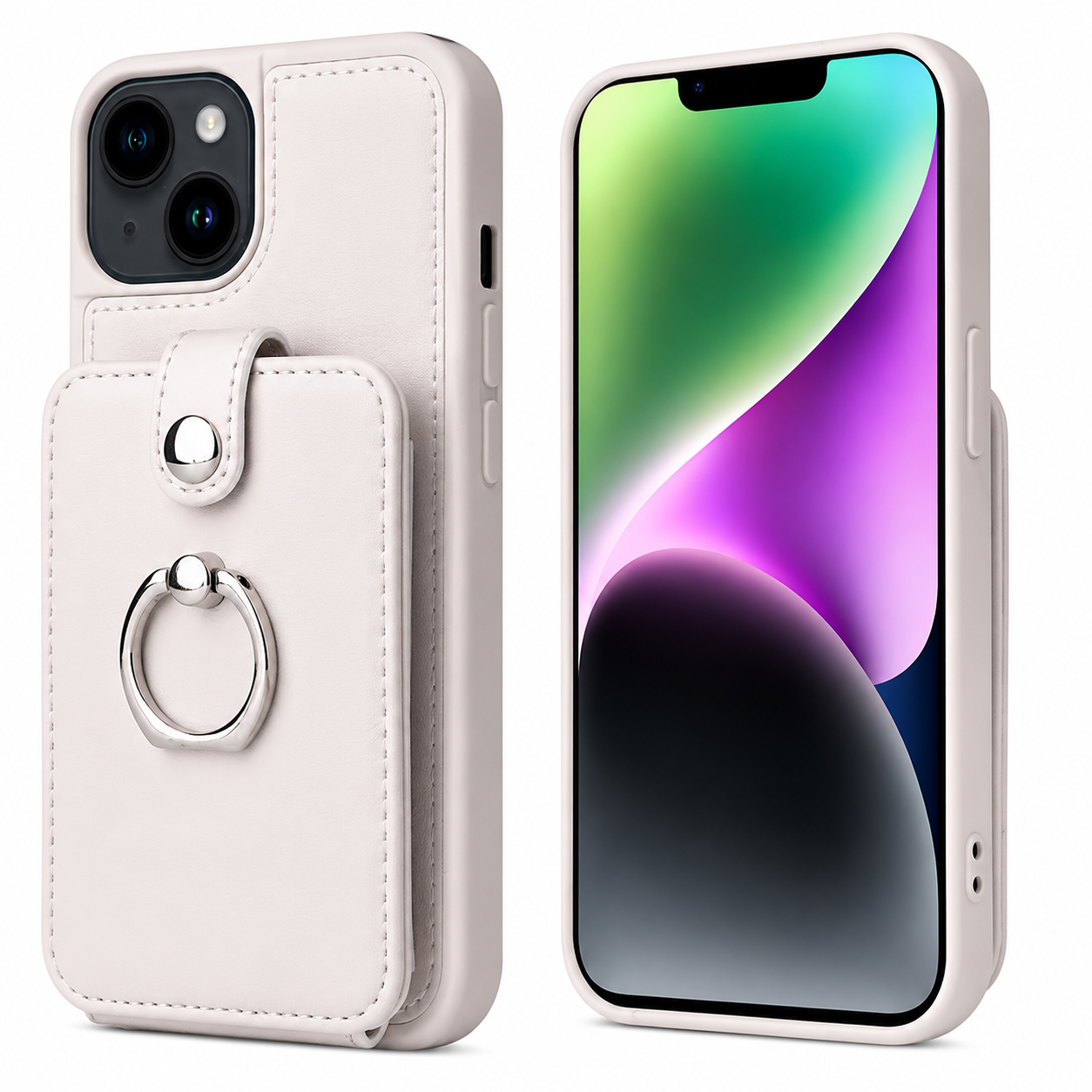 Premium iPhone Case Magnetic Wallet Cover MagSafe Compatible Leather Vertical Card Holder Ring Stand Shockproof Protective Camera Lens Protection Slim Design