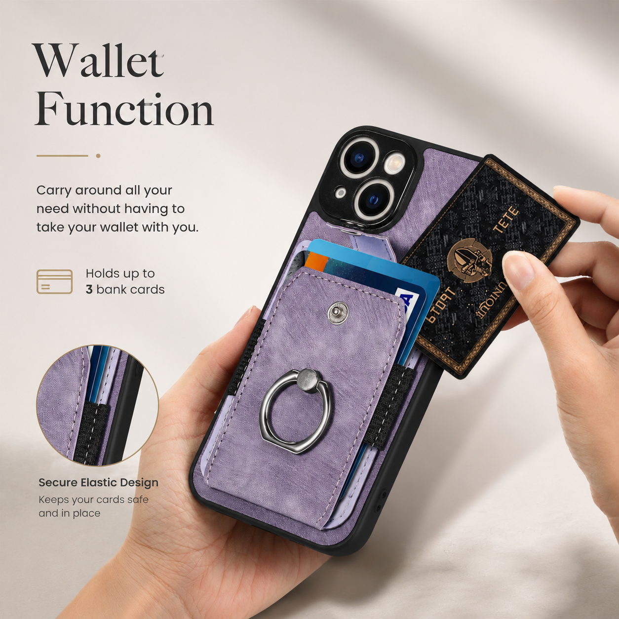 Premium iPhone Case Magnetic Wallet Cover MagSafe Compatible Leather Vertical Card Holder Ring Stand Shockproof Protective Camera Lens Protection Slim Design