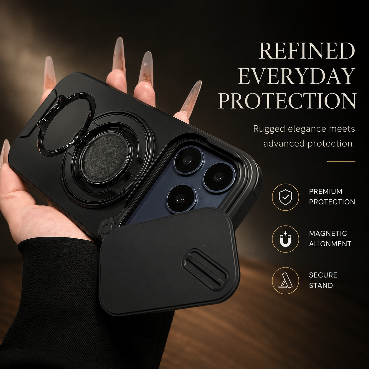 Premium iPhone Case Military Armor Magnetic Ring Cover 360 Rotating Stand Dual Layer Shockproof Camera Lens Protection Rugged Full Coverage