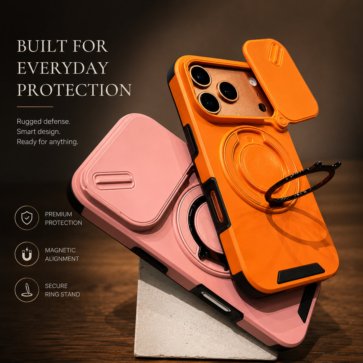 Premium iPhone Case Military Armor Magnetic Ring Cover 360 Rotating Stand Dual Layer Shockproof Camera Lens Protection Rugged Full Coverage