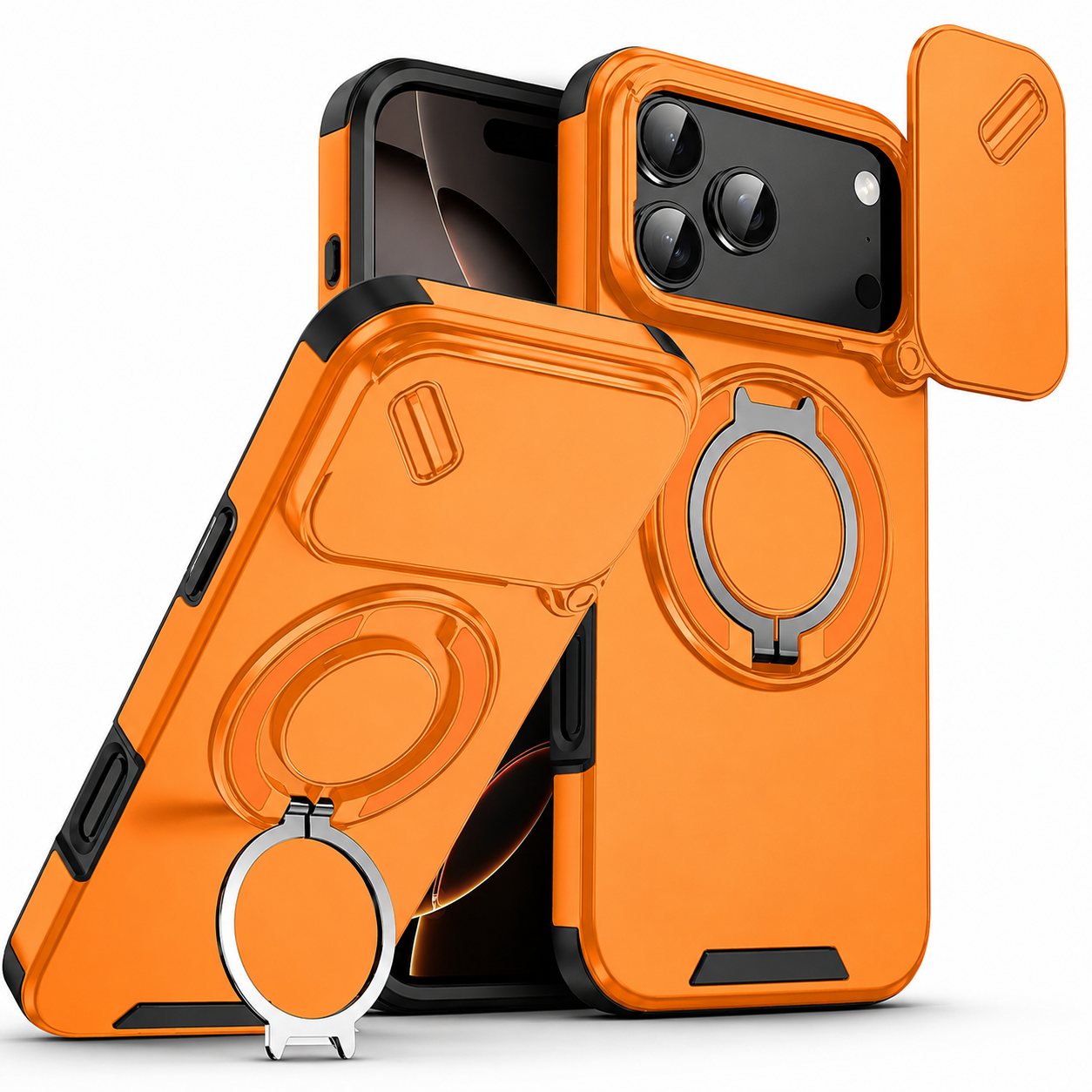 Premium iPhone Case Military Armor Magnetic Ring Cover 360 Rotating Stand Dual Layer Shockproof Camera Lens Protection Rugged Full Coverage