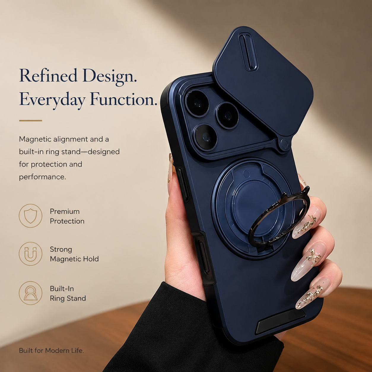 Premium iPhone Case Military Armor Magnetic Ring Cover 360 Rotating Stand Dual Layer Shockproof Camera Lens Protection Rugged Full Coverage