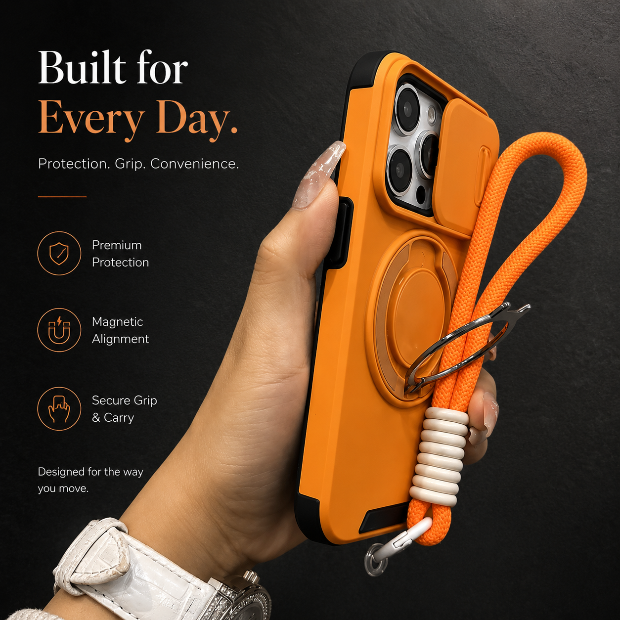 Premium iPhone Case Rugged Magnetic Armor Cover Slide Camera Protection Dual Layer Shockproof PC TPU Anti Fingerprint Non Slip Full Coverage
