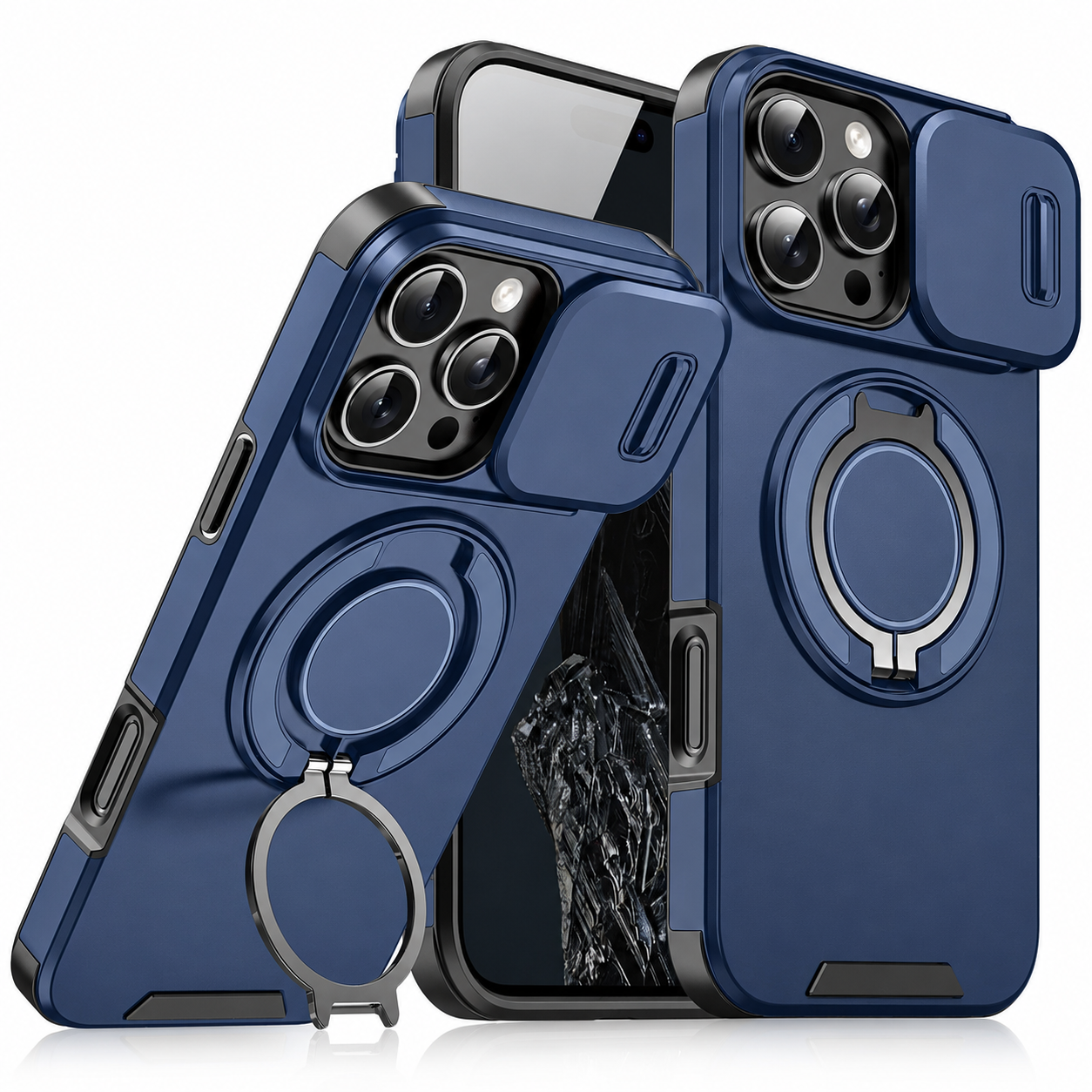 Premium iPhone Case Rugged Magnetic Armor Cover Slide Camera Protection Dual Layer Shockproof PC TPU Anti Fingerprint Non Slip Full Coverage