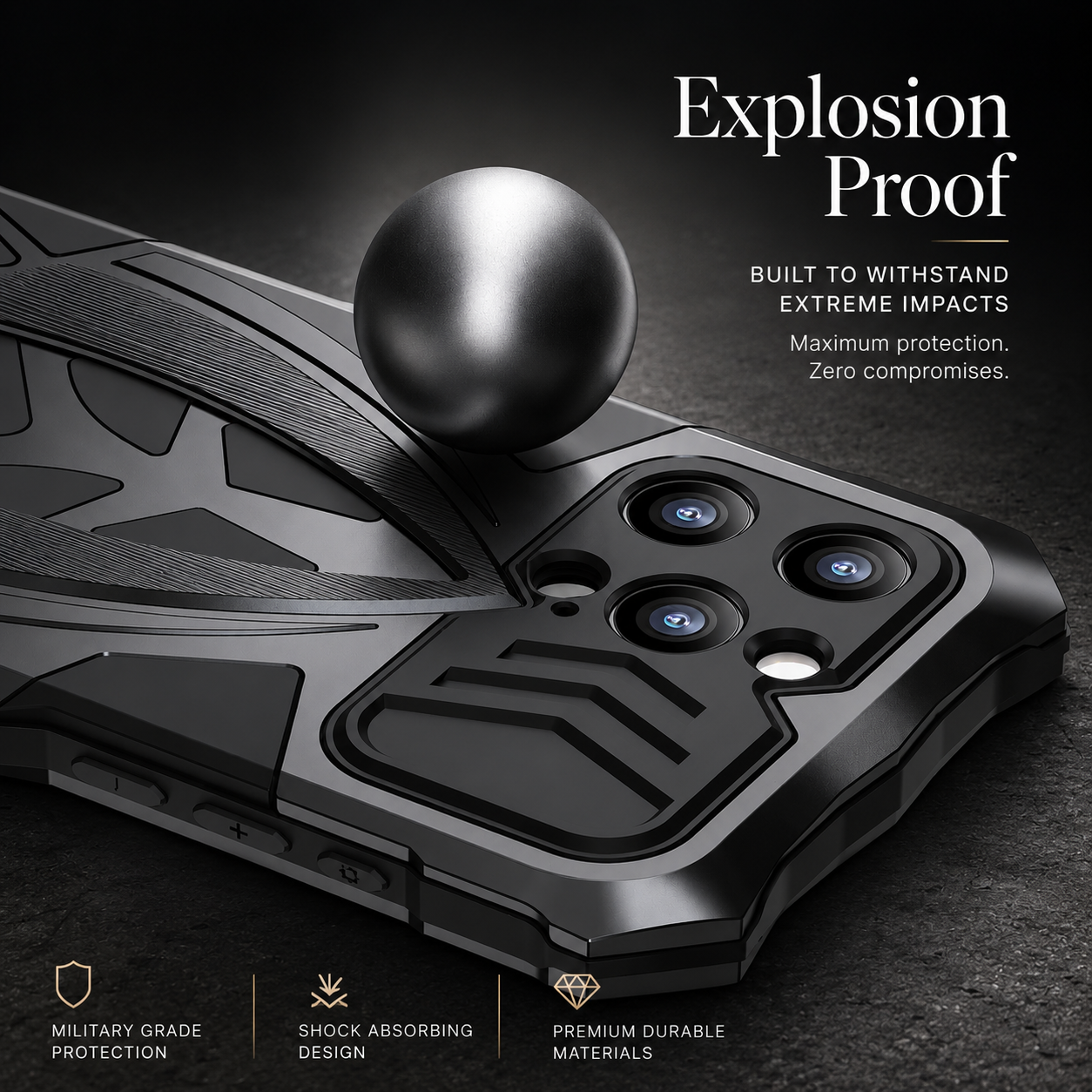Premium iPhone Case Rugged Metal Frame Armor Protective Cover Camera Lens Protection Shockproof Heavy Duty Anti Scratch Dustproof Full Edge Defense