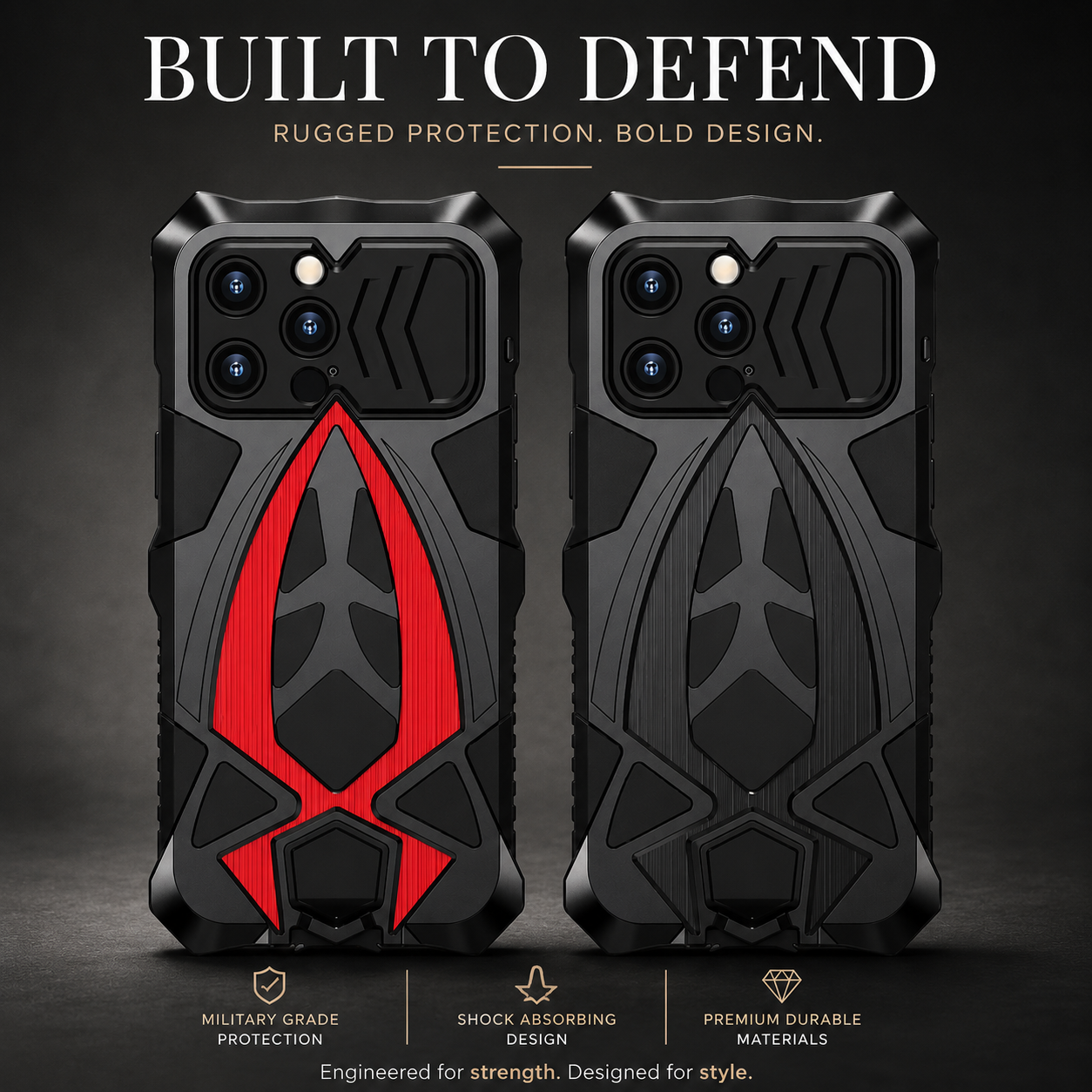 Premium iPhone Case Rugged Metal Frame Armor Protective Cover Camera Lens Protection Shockproof Heavy Duty Anti Scratch Dustproof Full Edge Defense