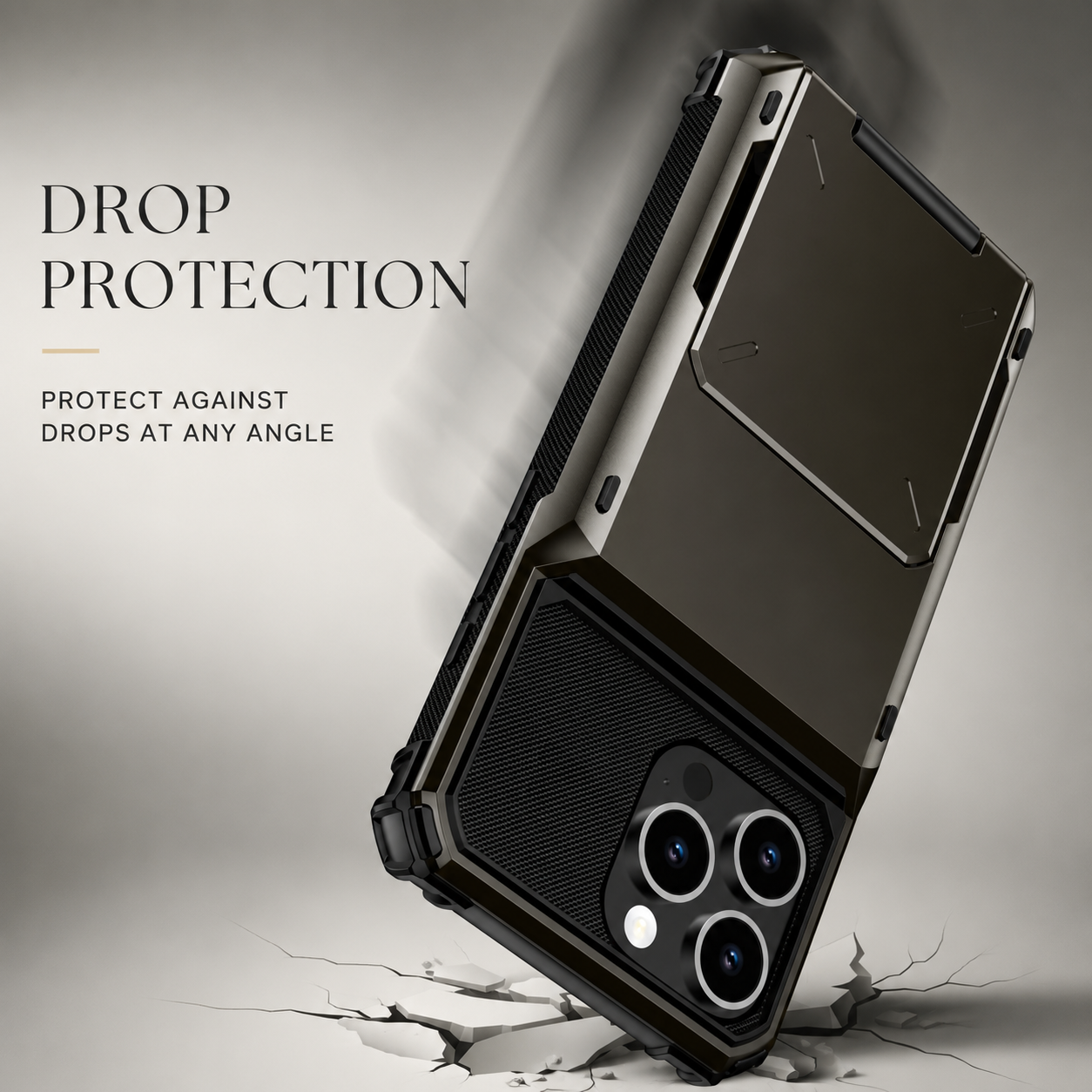 Premium iPhone Case Slide Wallet Card Holder Dual Layer PC Armor Cover Shockproof Protective Anti Fingerprint Non Slip Business Design