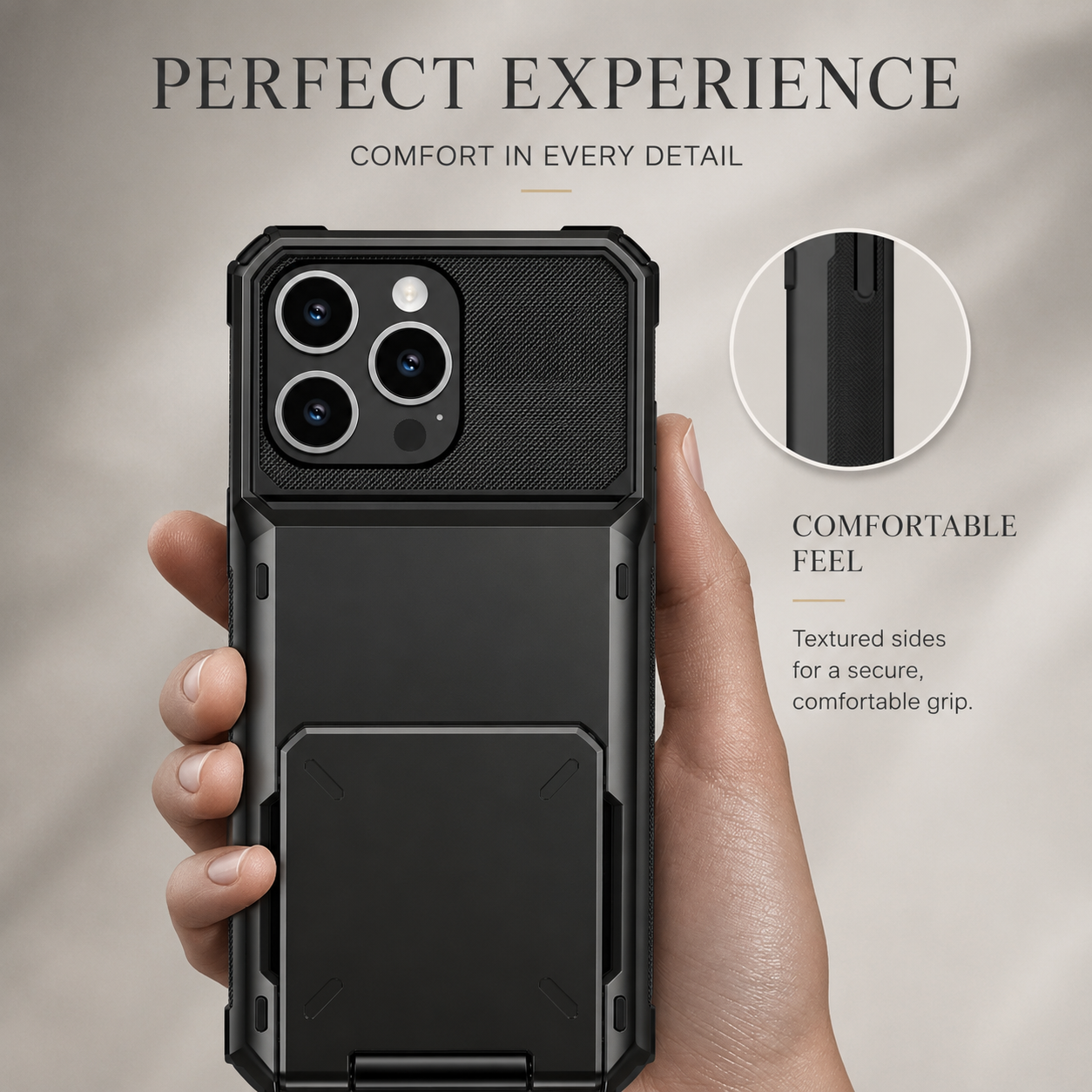 Premium iPhone Case Slide Wallet Card Holder Dual Layer PC Armor Cover Shockproof Protective Anti Fingerprint Non Slip Business Design