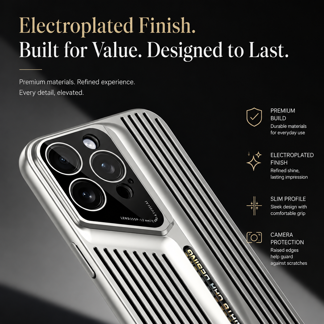 Premium iPhone Case Ultra Thin Blade Style Heat Dissipation Shockproof PC Transparent Protective Cover Slim Full Coverage Skin Fit Design