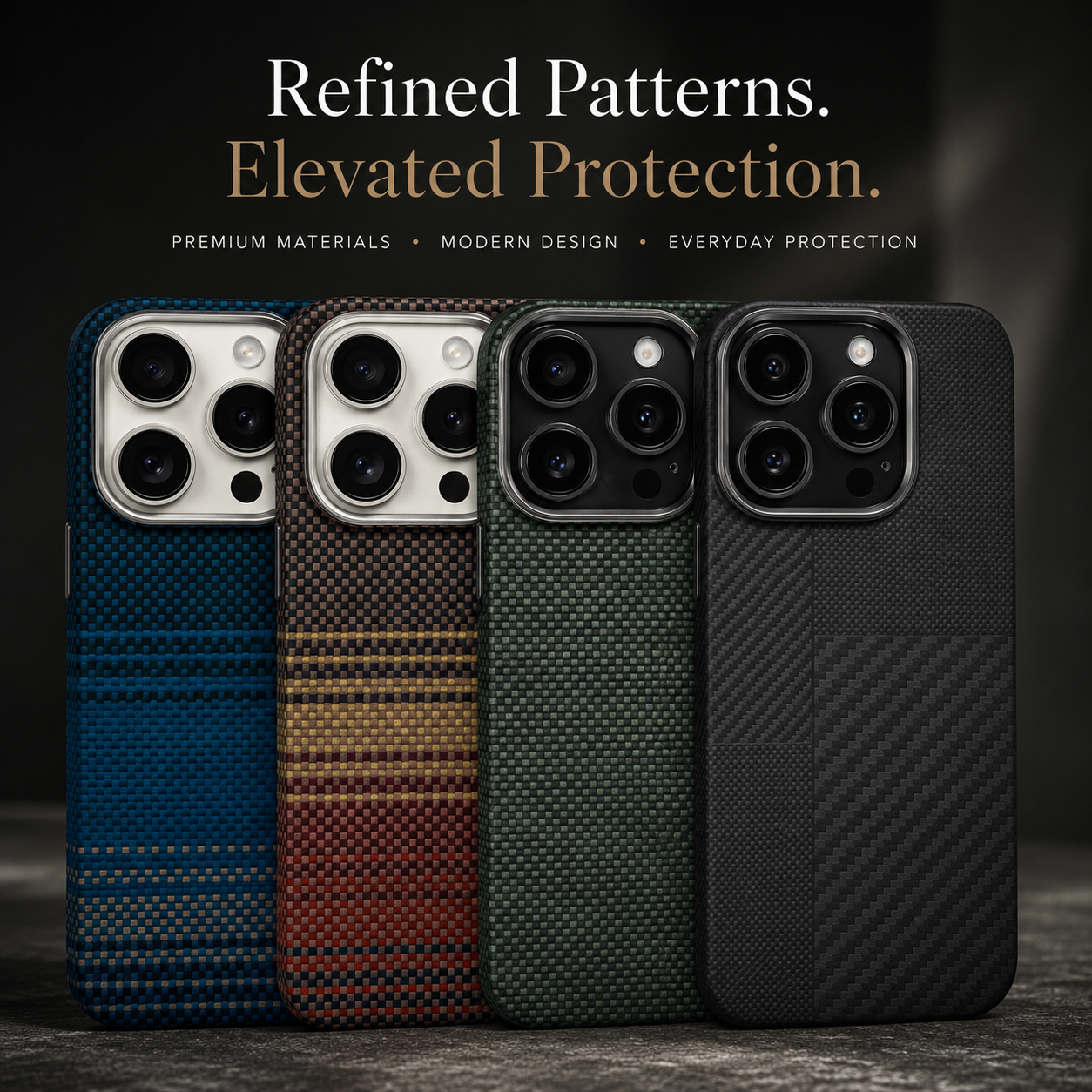 Premium iPhone Case Ultra Thin Carbon Fiber Aramid Cover Lightweight Shockproof Full Coverage Anti Fingerprint Anti Scratch Slim Protective Design