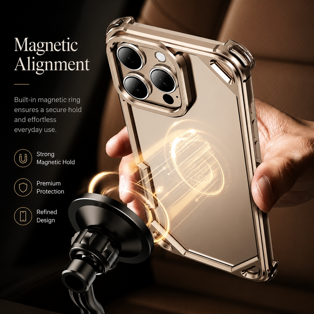 Premium iPhone Case Ultra Thin Metal Frame Bumper Shockproof Wireless Charging Compatible Slim Lightweight Camera Protection Half Wrapped Design