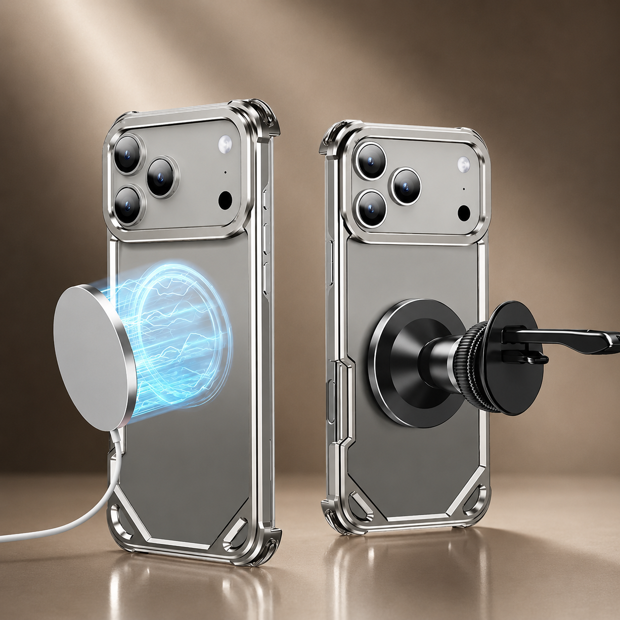 Premium iPhone Case Ultra Thin Metal Frame Bumper Shockproof Wireless Charging Compatible Slim Lightweight Camera Protection Half Wrapped Design