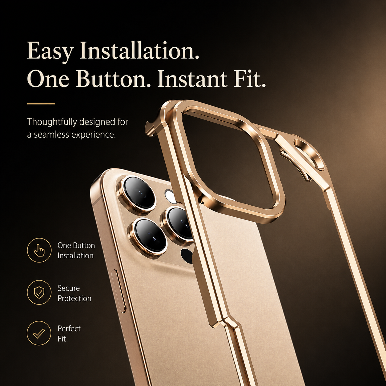 Premium iPhone Case Ultra Thin Metal Frame Bumper Shockproof Wireless Charging Compatible Slim Lightweight Camera Protection Half Wrapped Design