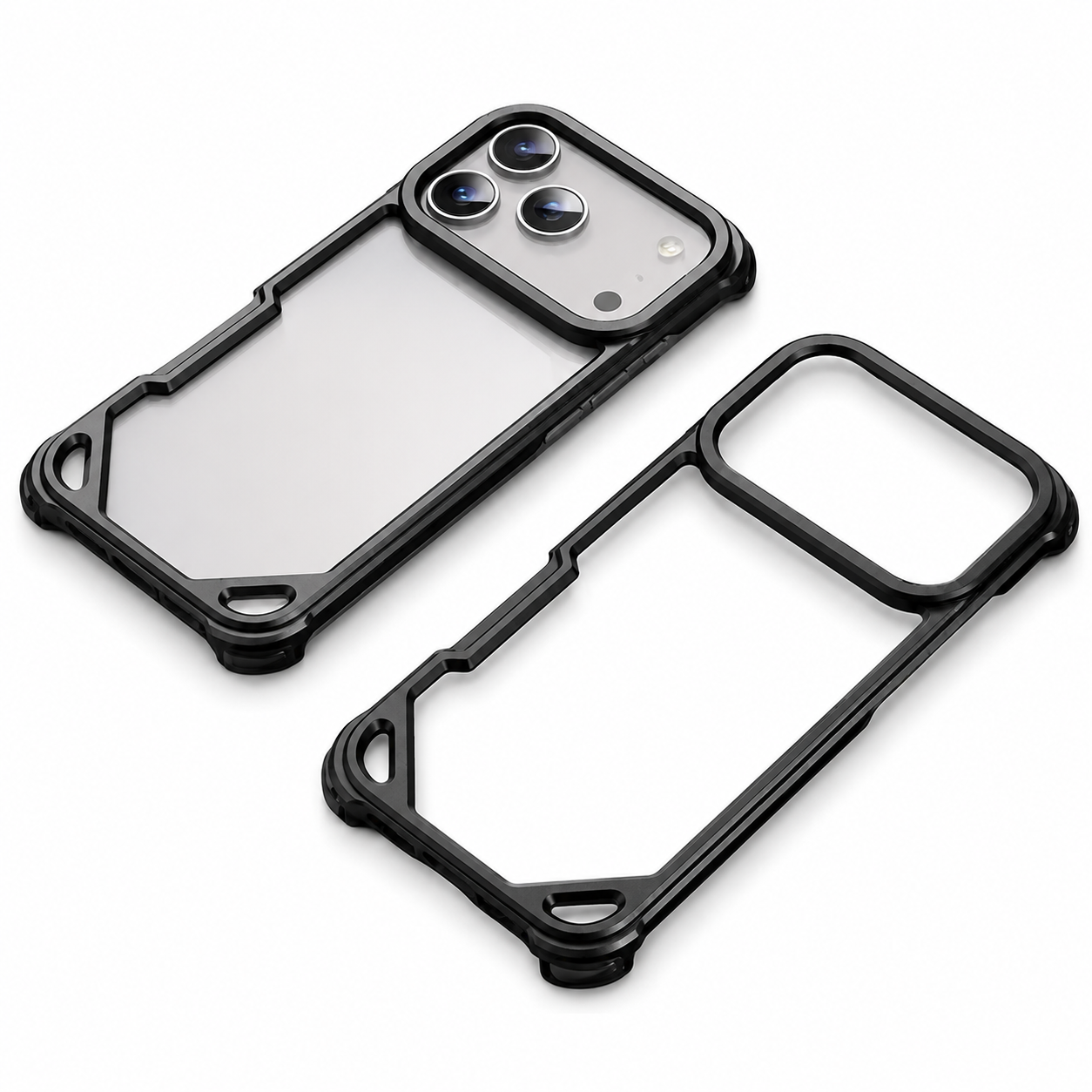 Premium iPhone Case Ultra Thin Metal Frame Bumper Shockproof Wireless Charging Compatible Slim Lightweight Camera Protection Half Wrapped Design