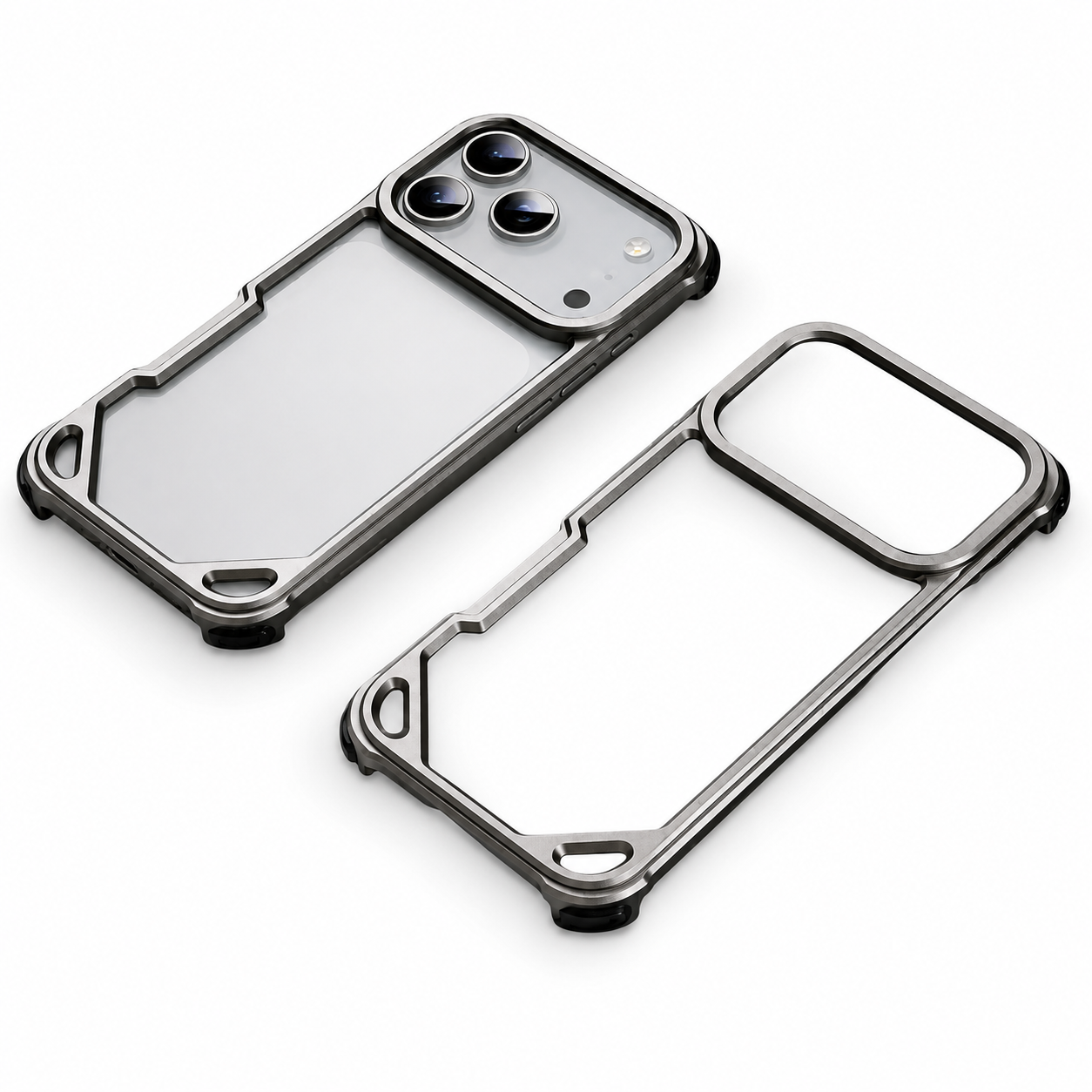 Premium iPhone Case Ultra Thin Metal Frame Bumper Shockproof Wireless Charging Compatible Slim Lightweight Camera Protection Half Wrapped Design