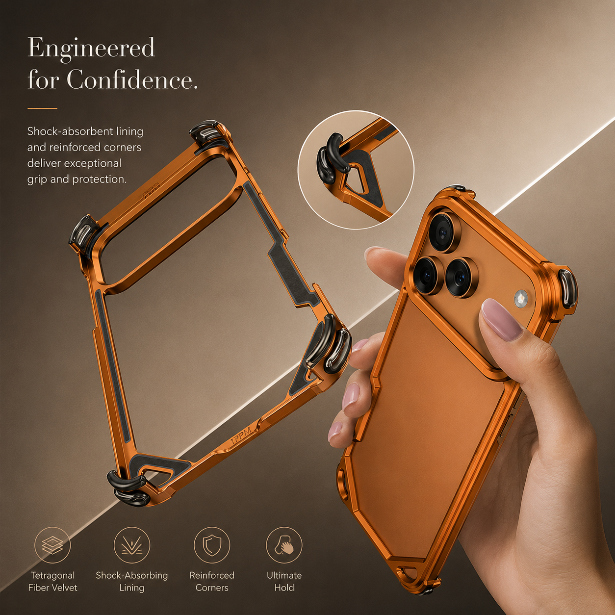 Premium iPhone Case Ultra Thin Metal Frame Bumper Shockproof Wireless Charging Compatible Slim Lightweight Camera Protection Half Wrapped Design