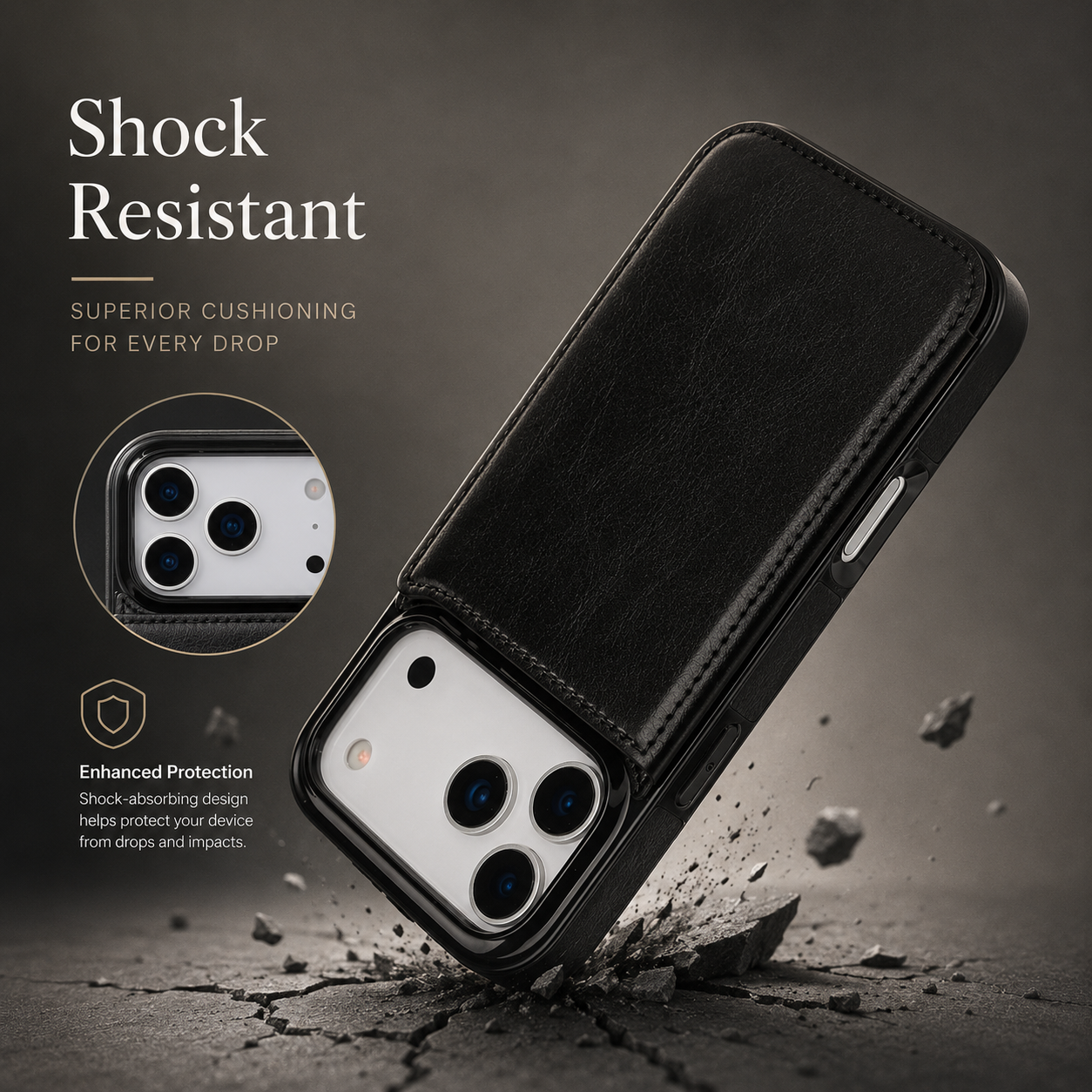 Premium iPhone Case Wallet Cover Card Holder Faux Leather Kickstand Double Magnetic Clasp Shockproof Full Coverage Slim Protective Design