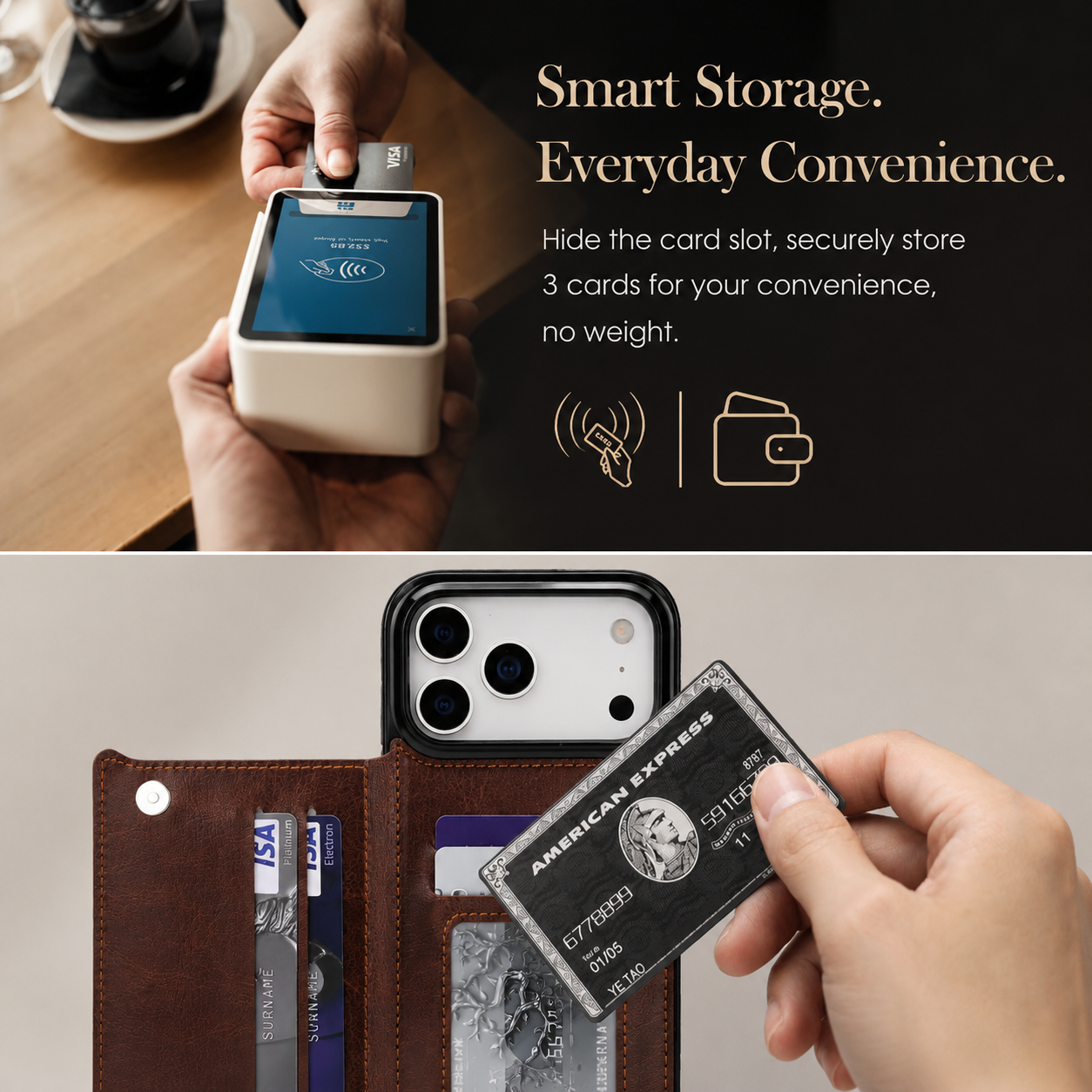 Premium iPhone Case Wallet Cover Card Holder Faux Leather Kickstand Double Magnetic Clasp Shockproof Full Coverage Slim Protective Design