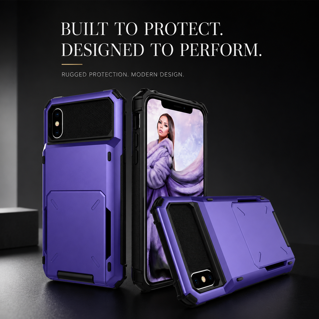 Premium iPhone Case Wallet Cover Hidden Card Holder Dual Layer Shockproof Armor Anti Scratch Raised Camera Protection Slim Full Coverage Design