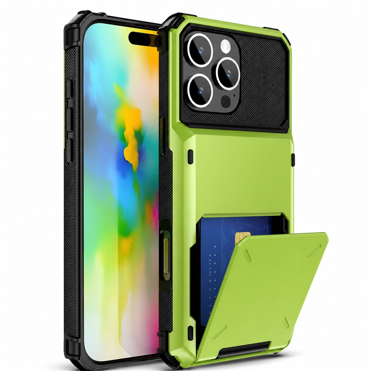 Premium iPhone Case Wallet Cover Hidden Card Holder Dual Layer Shockproof Armor Anti Scratch Raised Camera Protection Slim Full Coverage Design