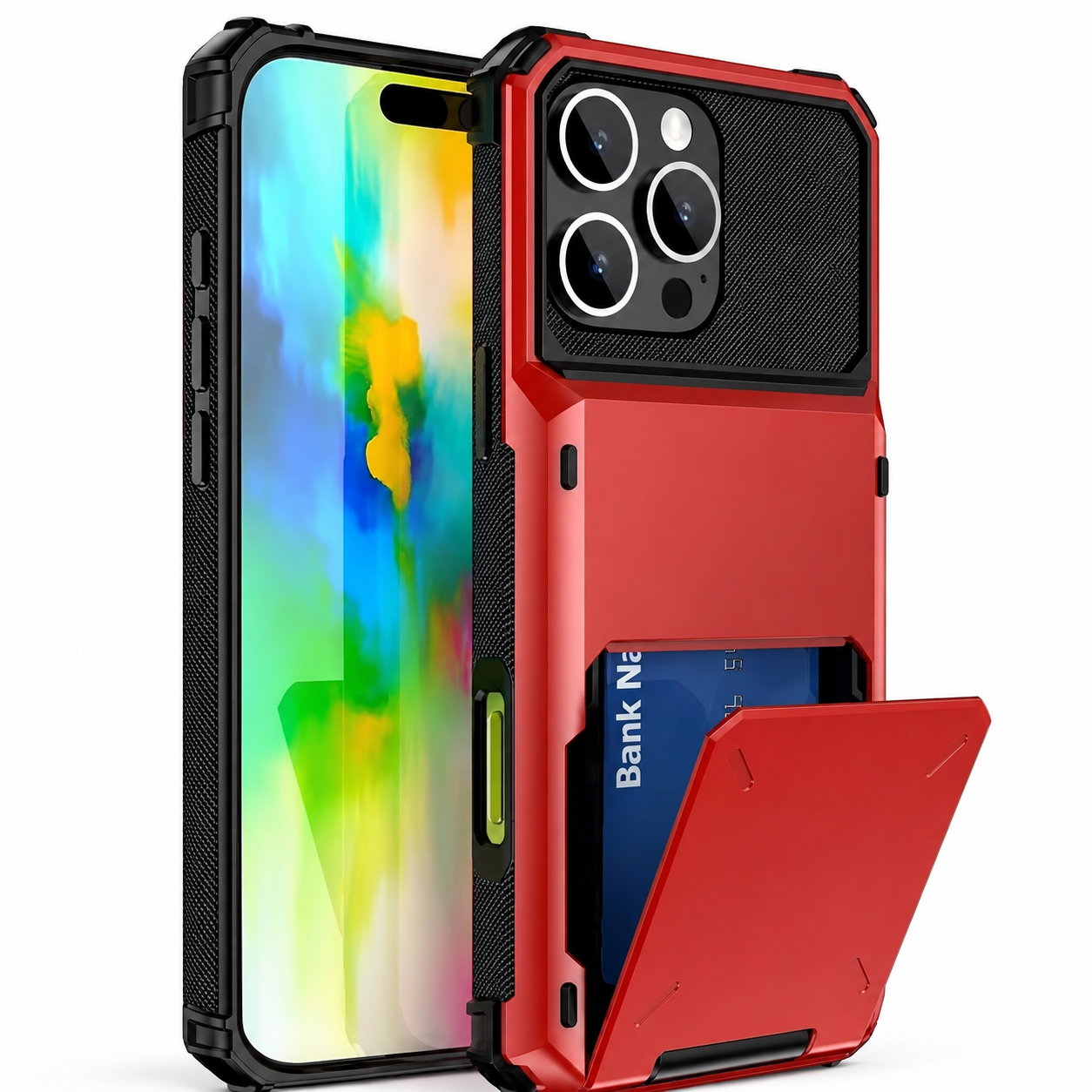 Premium iPhone Case Wallet Cover Hidden Card Holder Dual Layer Shockproof Armor Anti Scratch Raised Camera Protection Slim Full Coverage Design