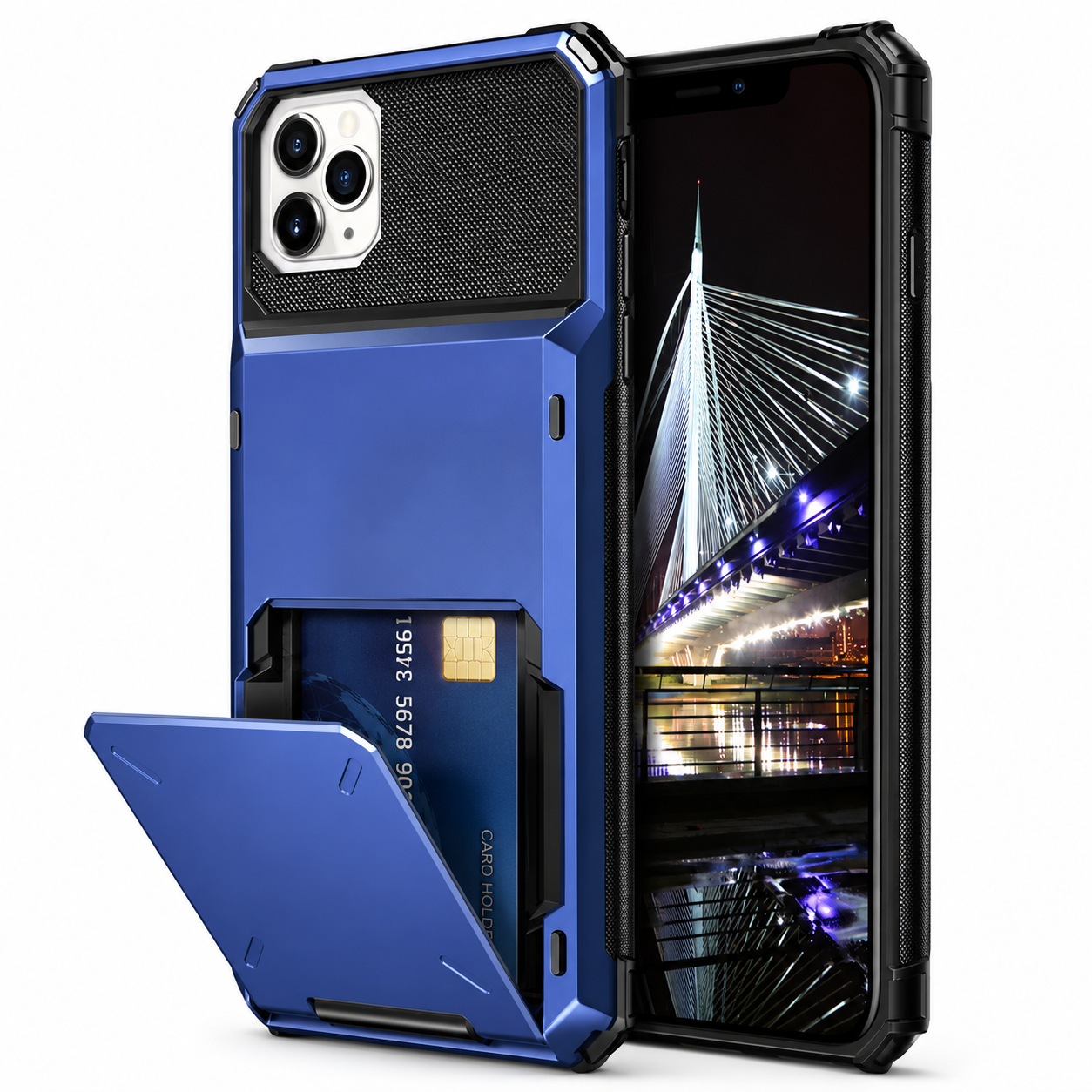 Premium iPhone Case Wallet Cover Hidden Card Holder Dual Layer Shockproof Armor Anti Scratch Raised Camera Protection Slim Full Coverage Design