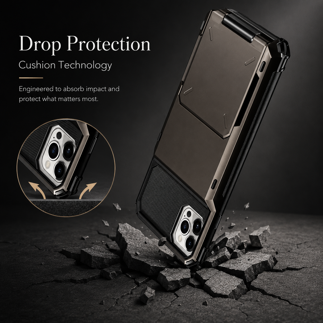 Premium iPhone Case Wallet Cover Hidden Card Holder Dual Layer Shockproof Armor Anti Scratch Raised Camera Protection Slim Full Coverage Design