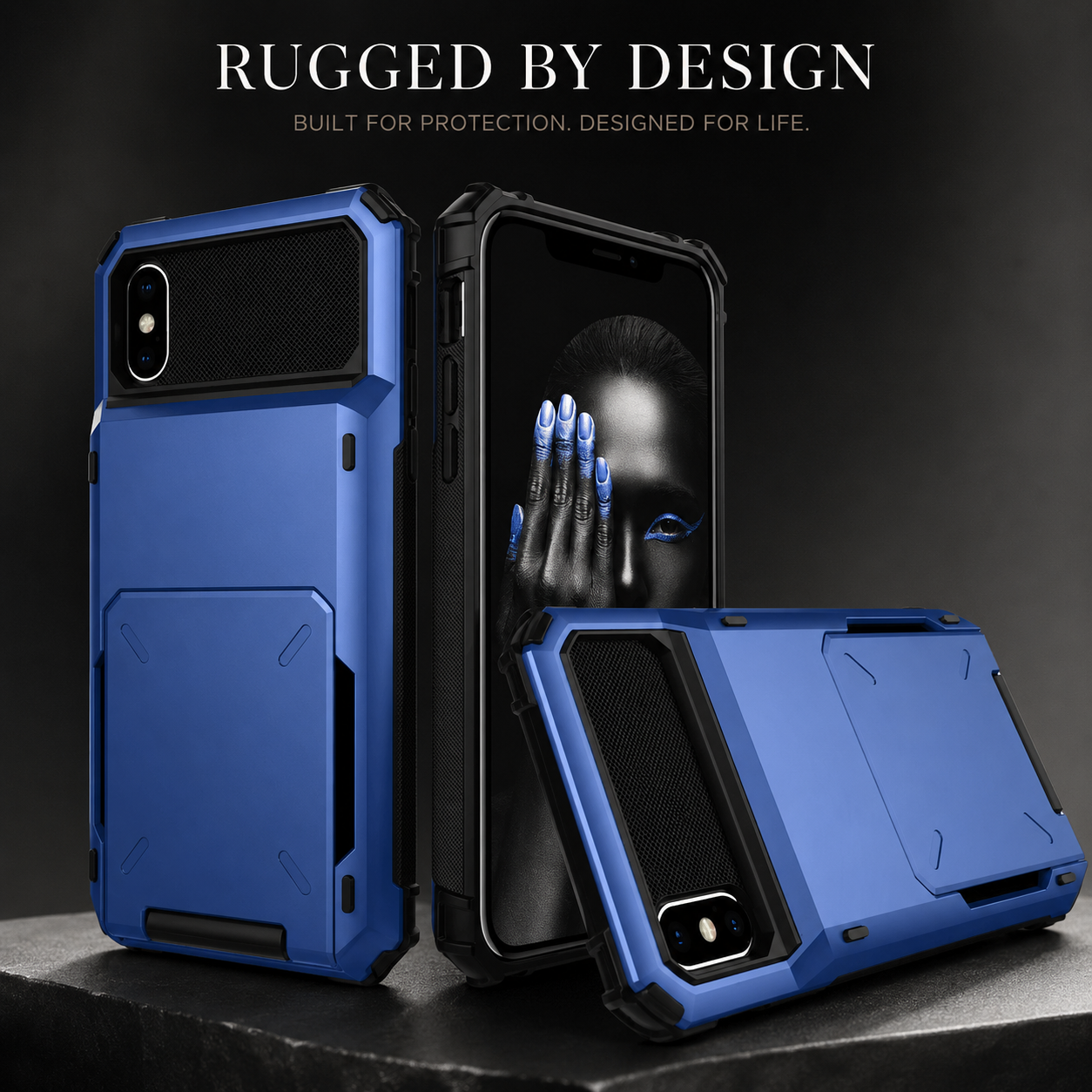Premium iPhone Case Wallet Cover Hidden Card Holder Dual Layer Shockproof Armor Anti Scratch Raised Camera Protection Slim Full Coverage Design
