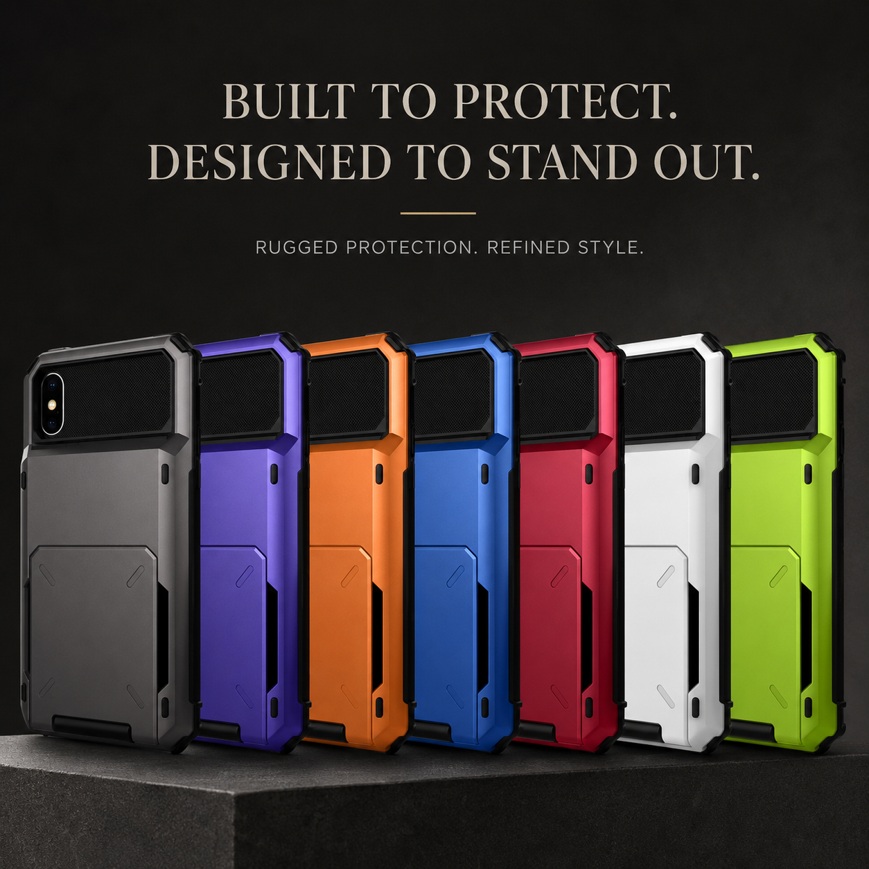 Premium iPhone Case Wallet Cover Hidden Card Holder Dual Layer Shockproof Armor Anti Scratch Raised Camera Protection Slim Full Coverage Design